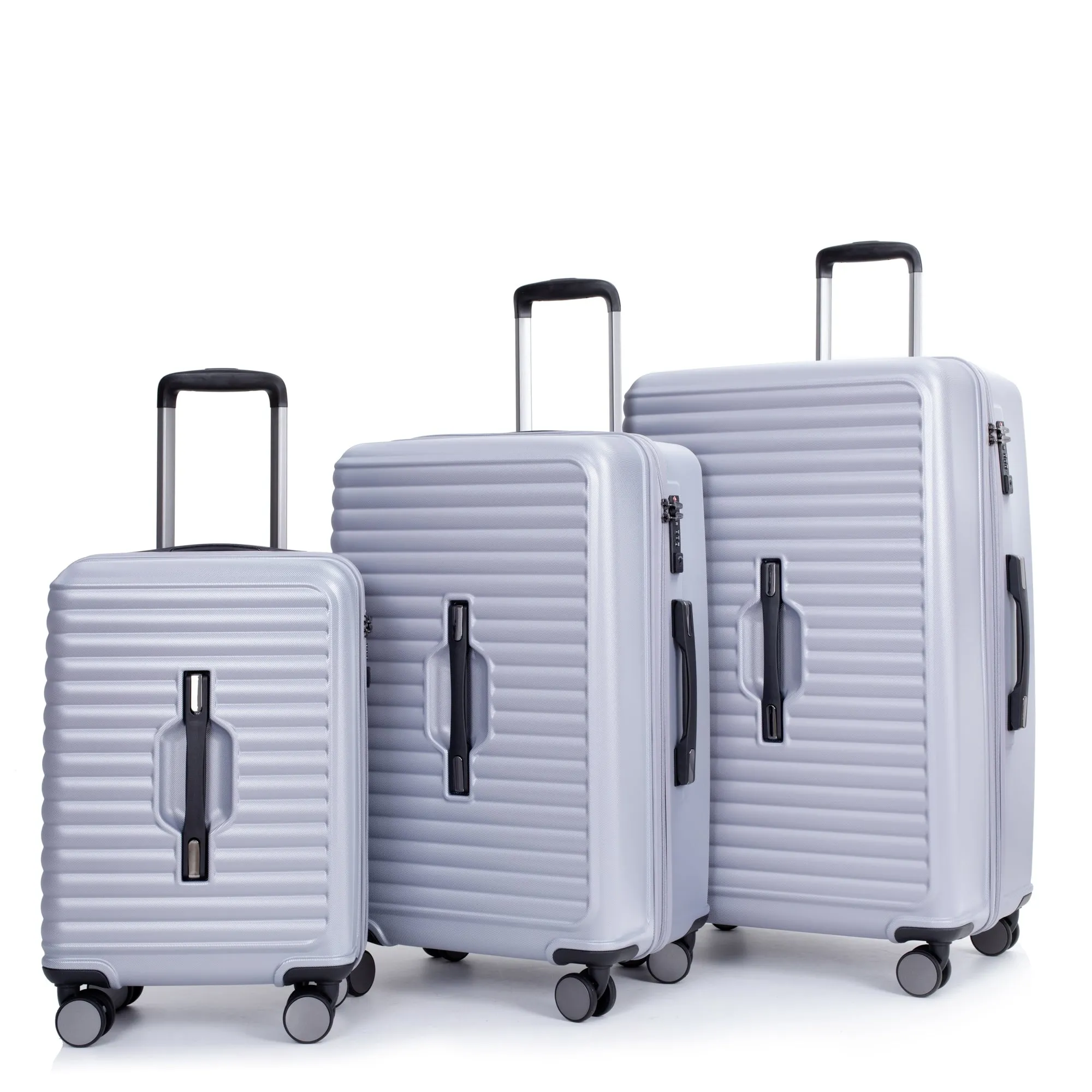 3 Piece Set Lightweight Suitcase for Long Travel, Hardside Carry On Luggage w/ 2 Hooks and 360° Double spinner wheels