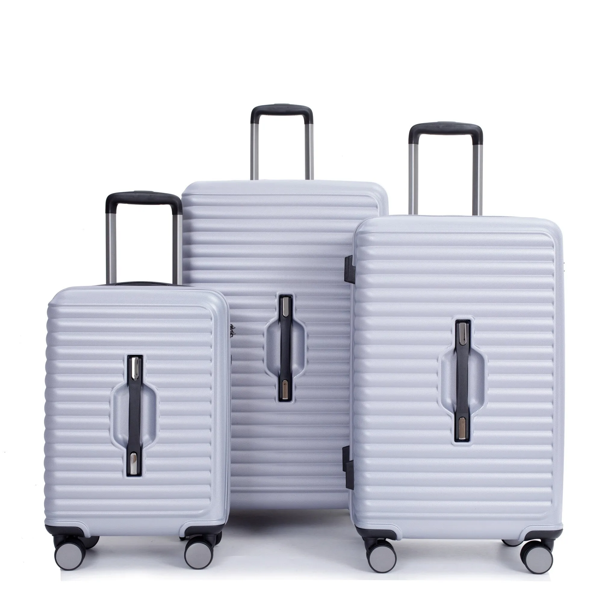 3 Piece Set Lightweight Suitcase for Long Travel, Hardside Carry On Luggage w/ 2 Hooks and 360° Double spinner wheels