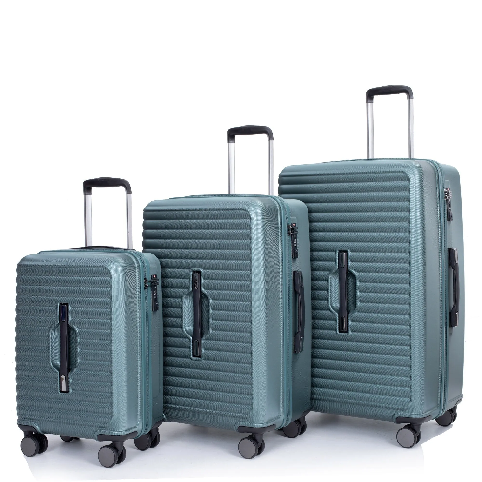 3 Piece Set Lightweight Suitcase for Long Travel, Hardside Carry On Luggage w/ 2 Hooks and 360° Double spinner wheels