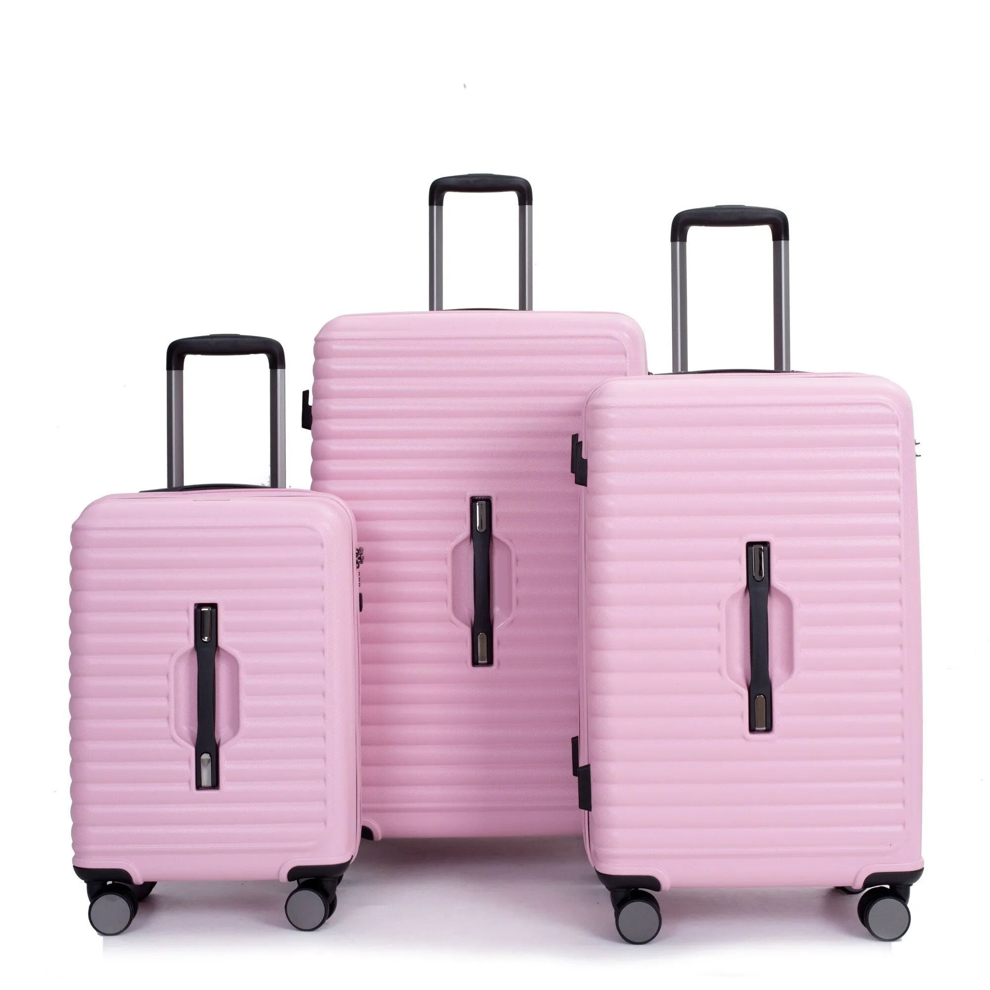 3 Piece Set Lightweight Suitcase for Long Travel, Hardside Carry On Luggage w/ 2 Hooks and 360° Double spinner wheels
