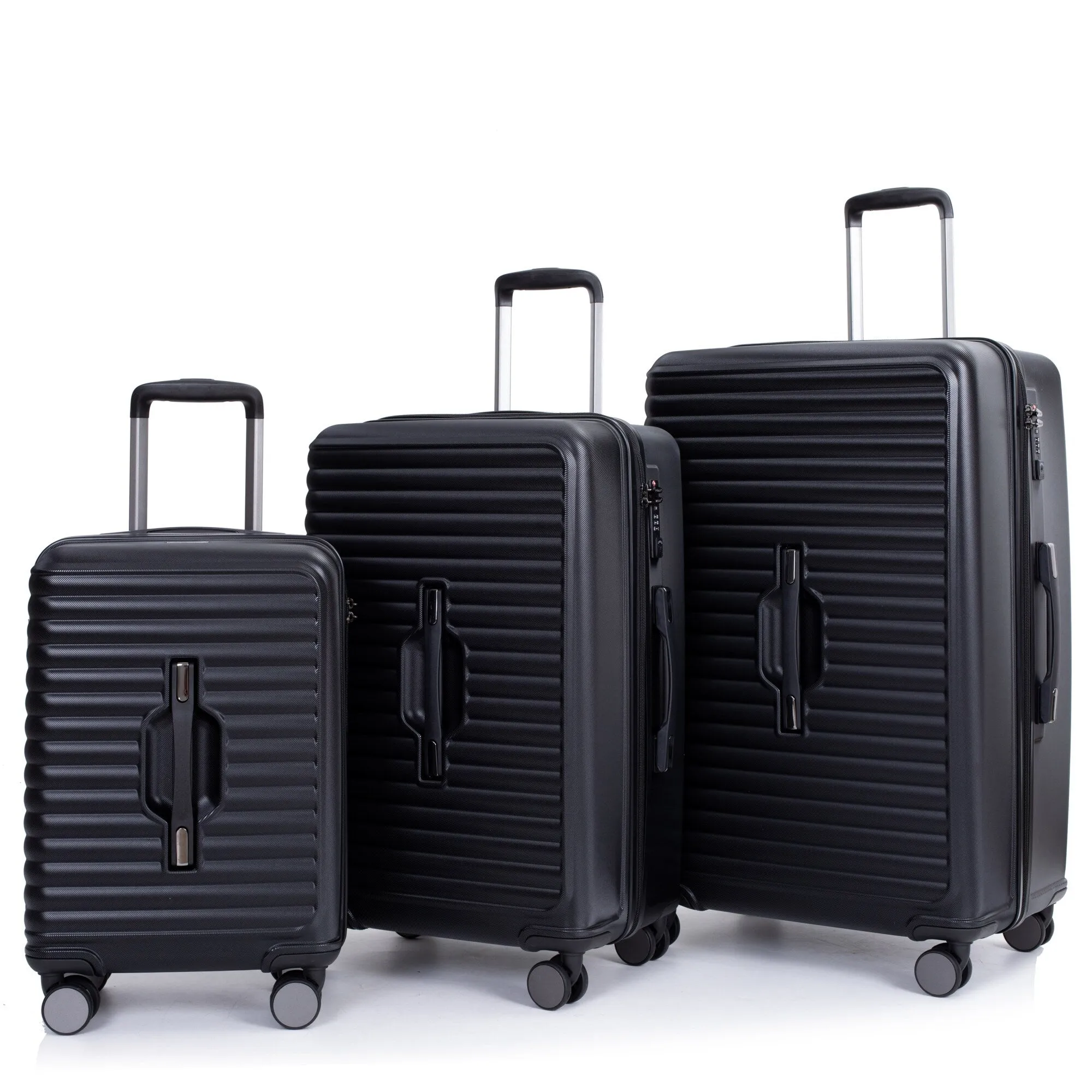 3 Piece Set Lightweight Suitcase for Long Travel, Hardside Carry On Luggage w/ 2 Hooks and 360° Double spinner wheels