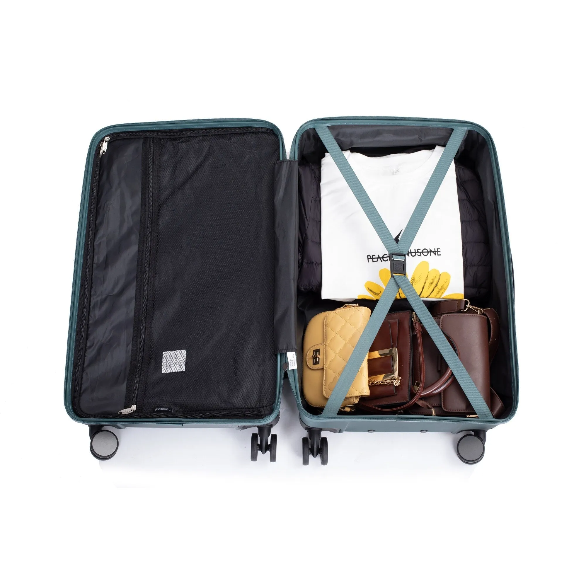 3 Piece Set Lightweight Suitcase for Long Travel, Hardside Carry On Luggage w/ 2 Hooks and 360° Double spinner wheels