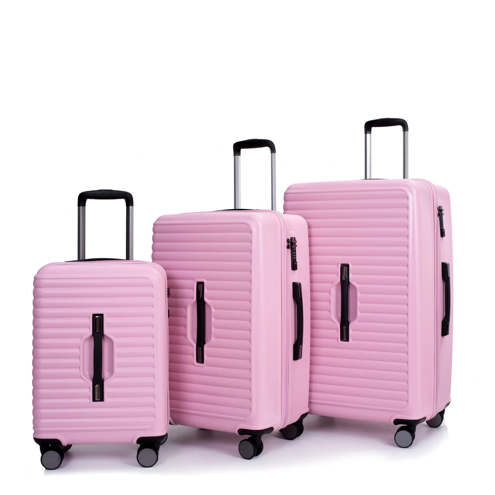 3 Piece Set Lightweight Suitcase for Long Travel, Hardside Carry On Luggage w/ 2 Hooks and 360° Double spinner wheels