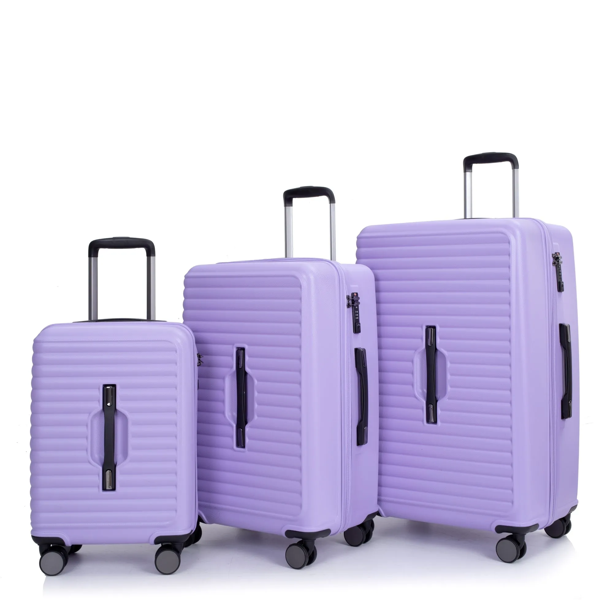 3 Piece Set Lightweight Suitcase for Long Travel, Hardside Carry On Luggage w/ 2 Hooks and 360° Double spinner wheels