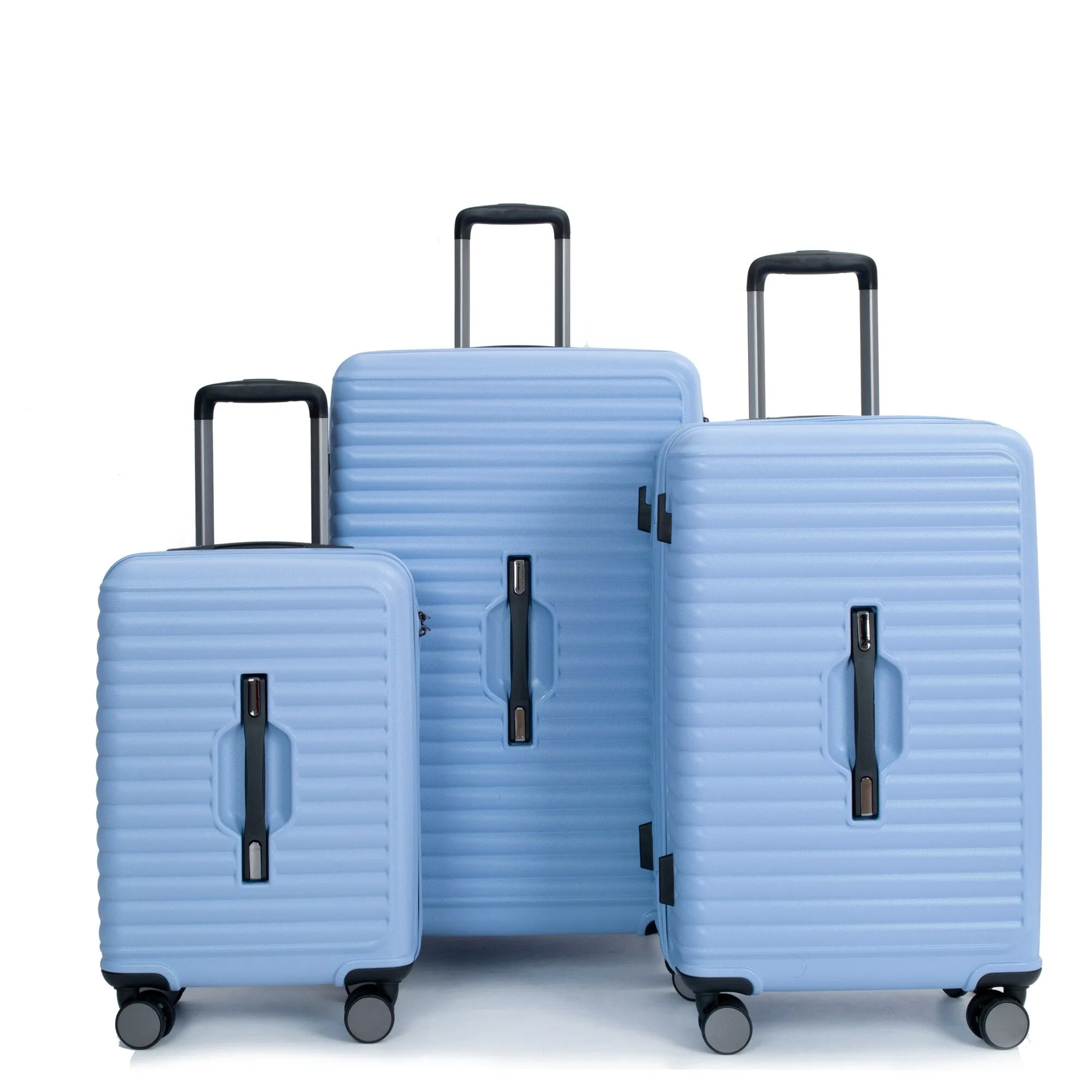 3 Piece Set Lightweight Suitcase for Long Travel, Hardside Carry On Luggage w/ 2 Hooks and 360° Double spinner wheels