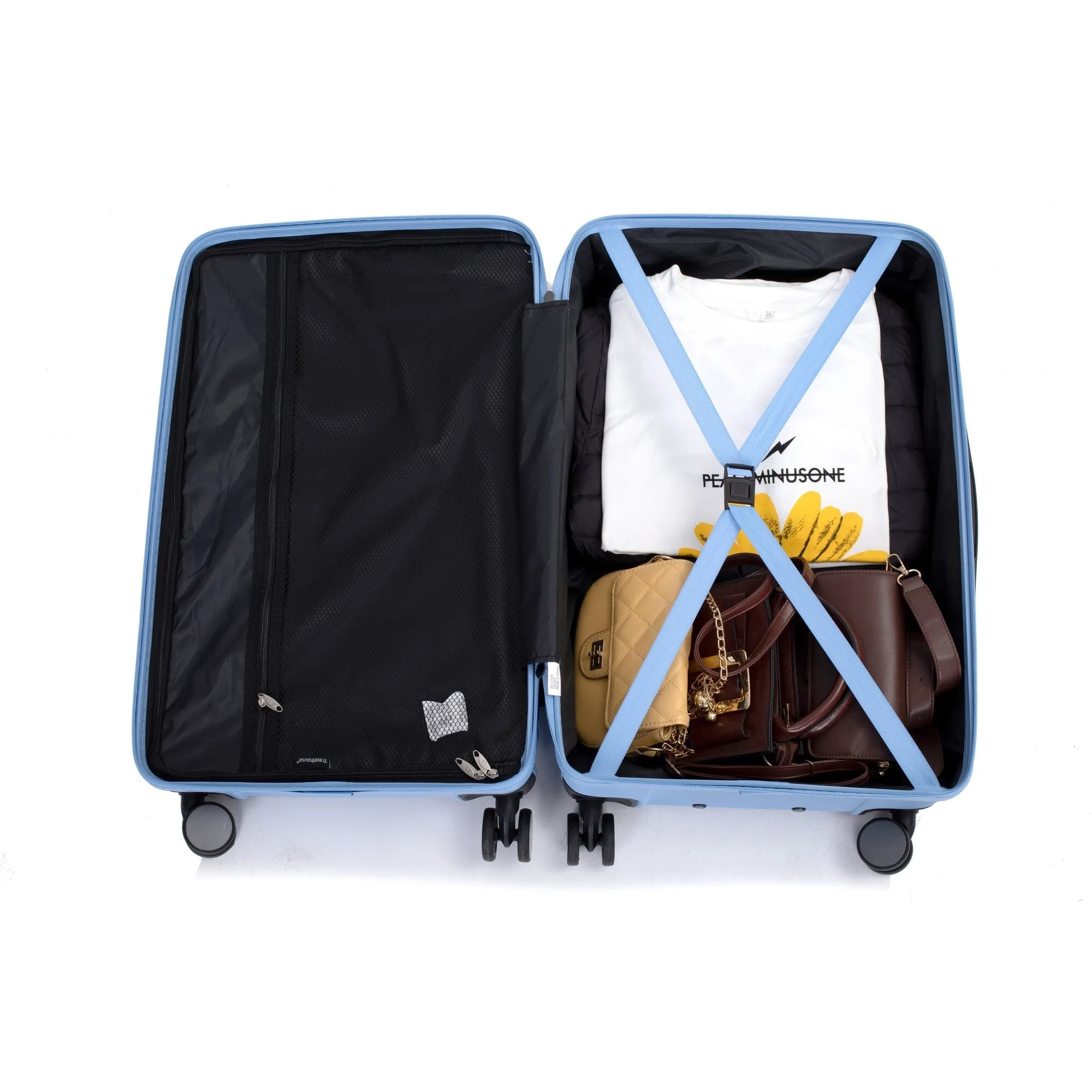 3 Piece Set Lightweight Suitcase for Long Travel, Hardside Carry On Luggage w/ 2 Hooks and 360° Double spinner wheels