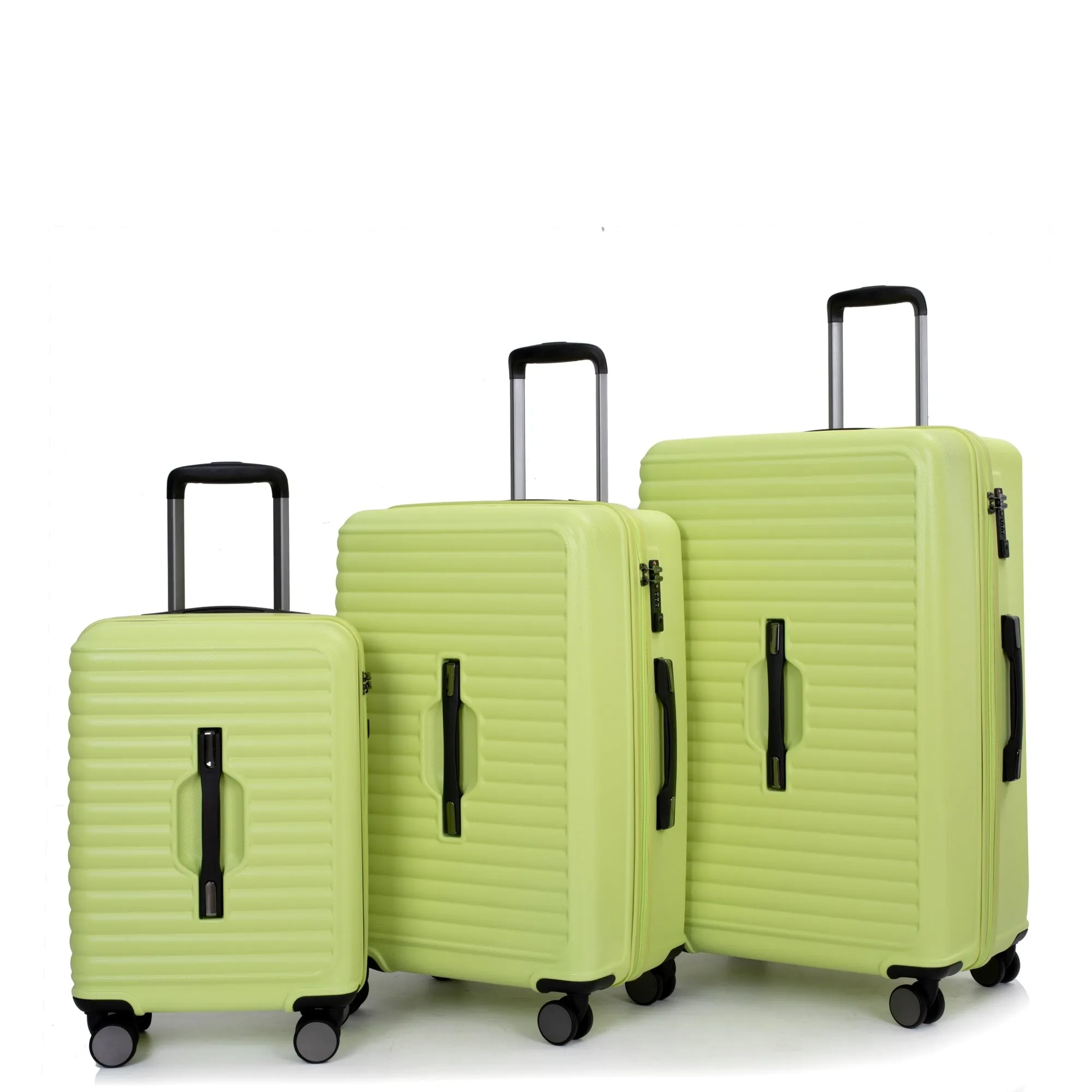 3 Piece Set Lightweight Suitcase for Long Travel, Hardside Carry On Luggage w/ 2 Hooks and 360° Double spinner wheels
