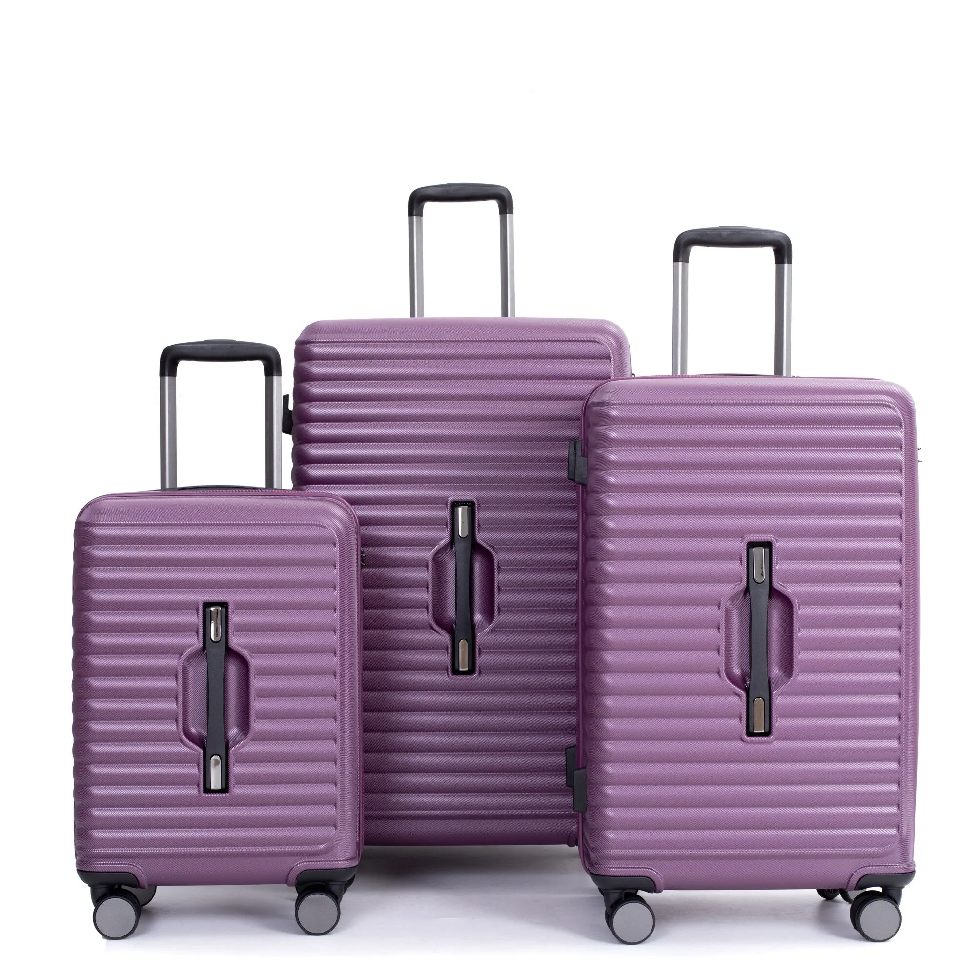 3 Piece Set Lightweight Suitcase for Long Travel, Hardside Carry On Luggage w/ 2 Hooks and 360° Double spinner wheels