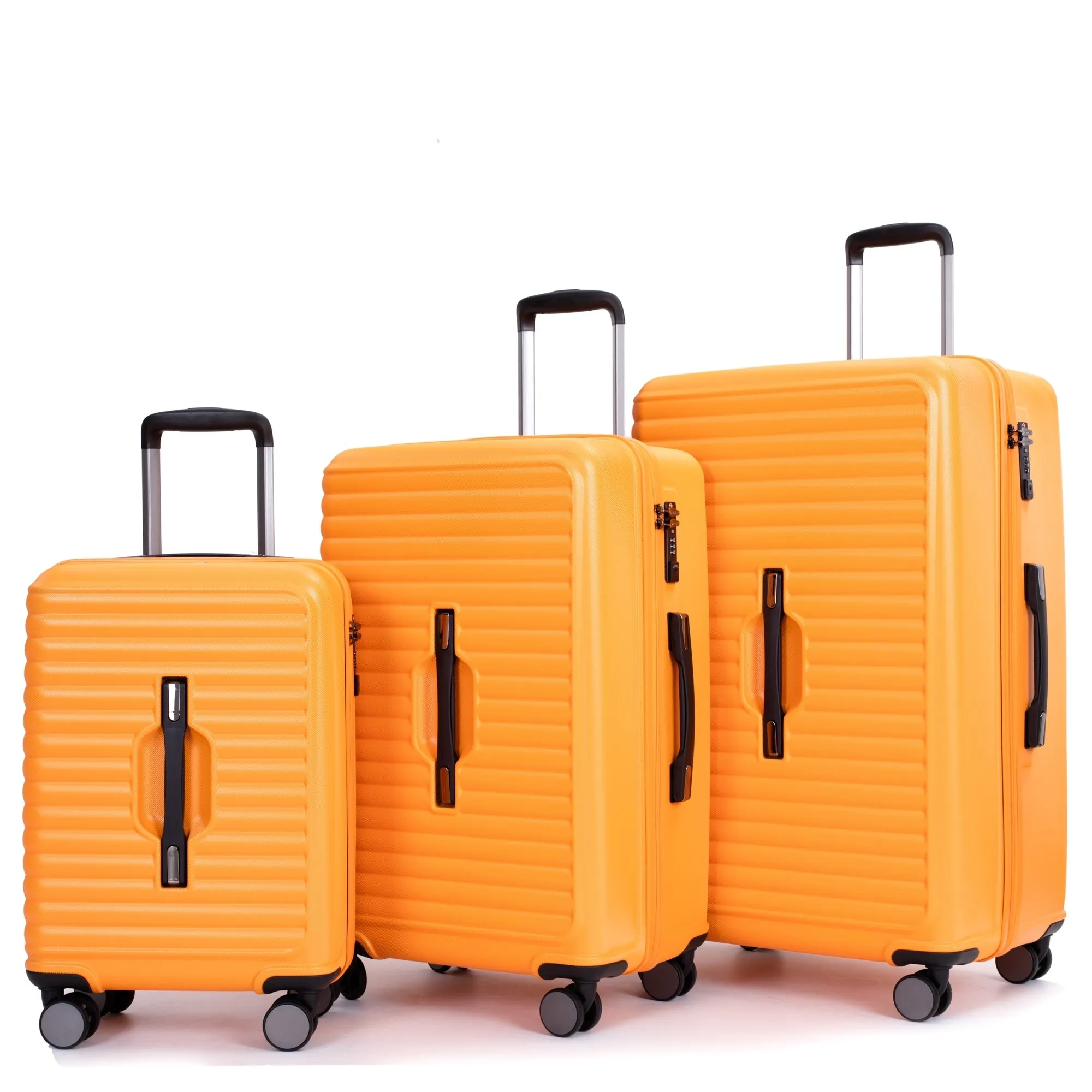 3 Piece Set Lightweight Suitcase for Long Travel, Hardside Carry On Luggage w/ 2 Hooks and 360° Double spinner wheels