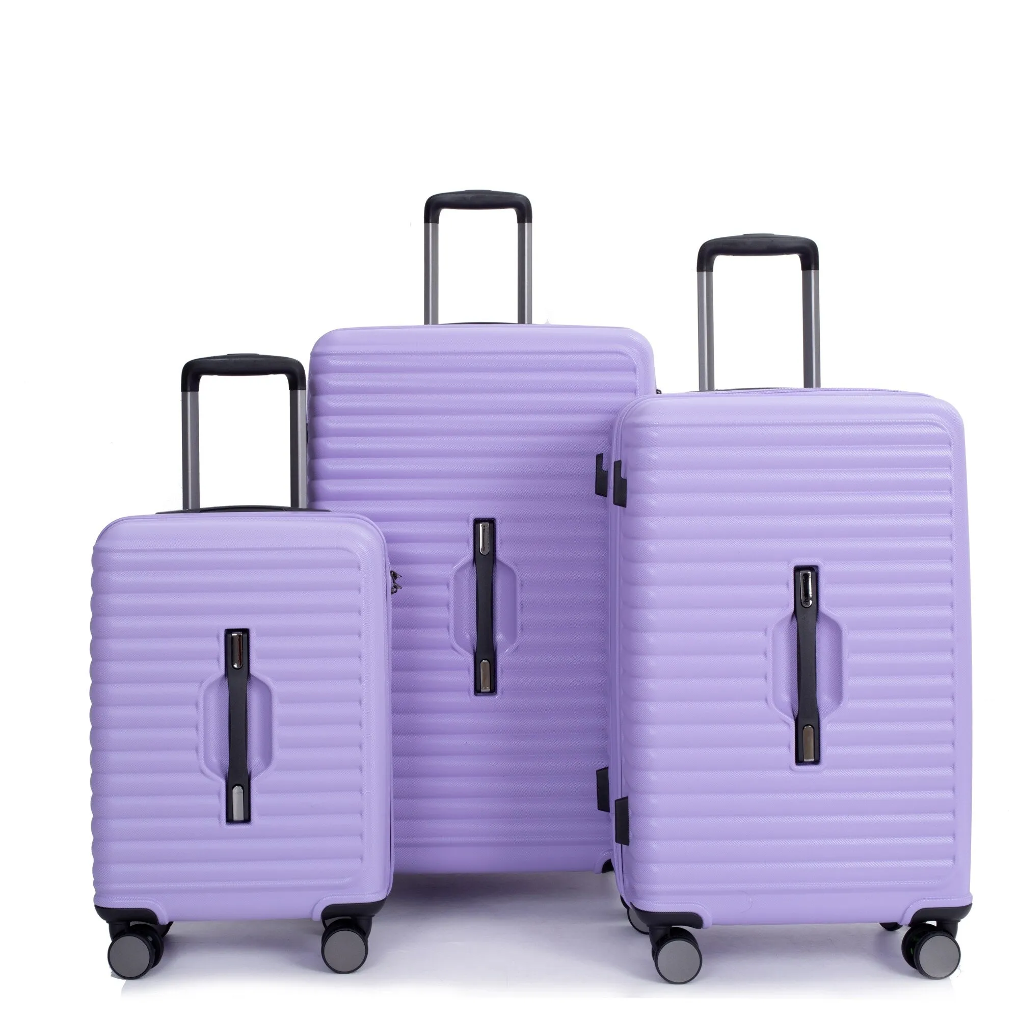 3 Piece Set Lightweight Suitcase for Long Travel, Hardside Carry On Luggage w/ 2 Hooks and 360° Double spinner wheels