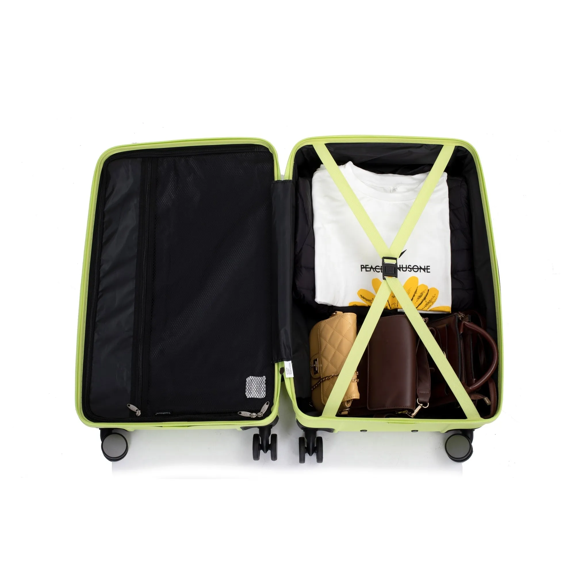 3 Piece Set Lightweight Suitcase for Long Travel, Hardside Carry On Luggage w/ 2 Hooks and 360° Double spinner wheels