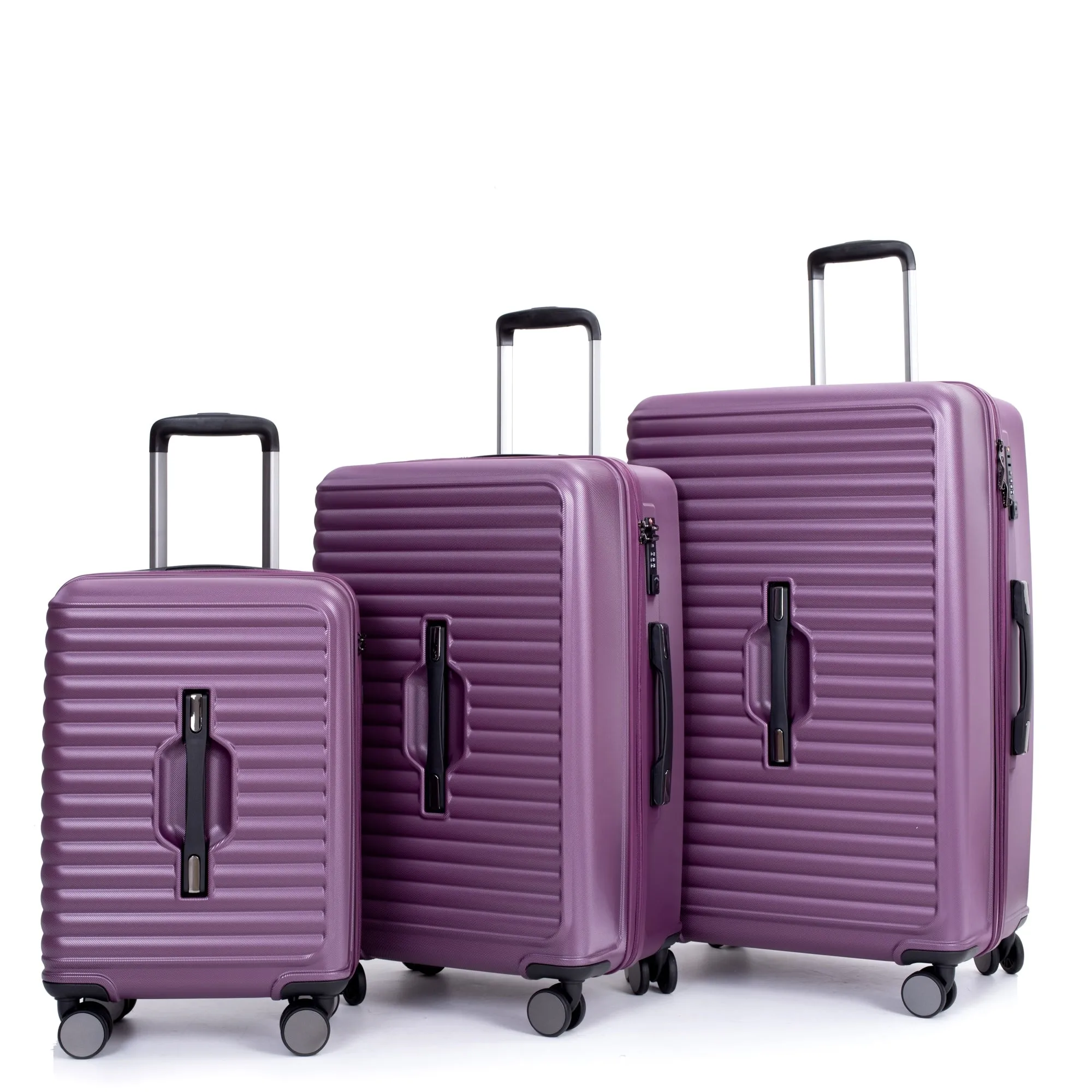 3 Piece Set Lightweight Suitcase for Long Travel, Hardside Carry On Luggage w/ 2 Hooks and 360° Double spinner wheels