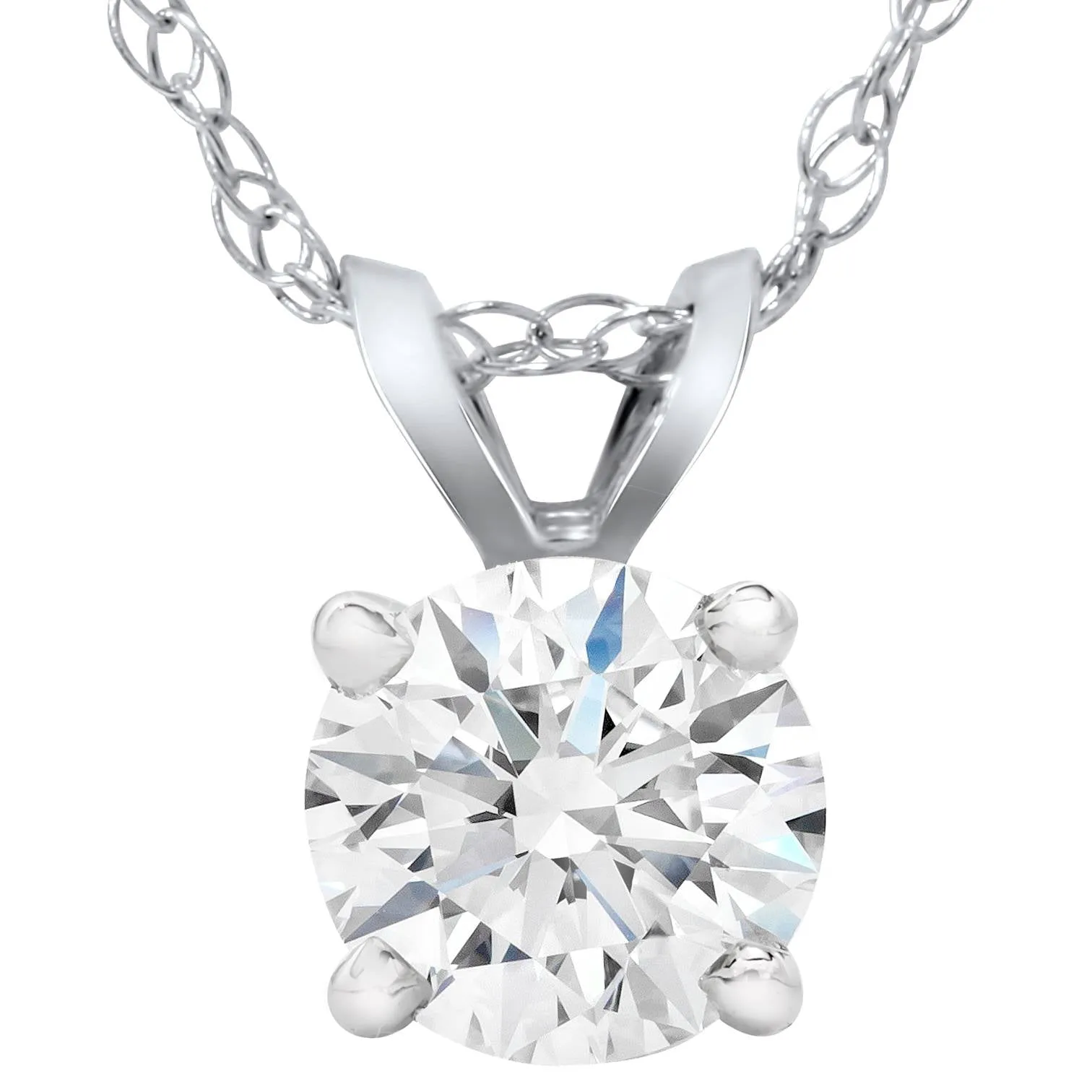 .94Ct Natural Certified Round Diamond Necklace 14k White Gold Pendant