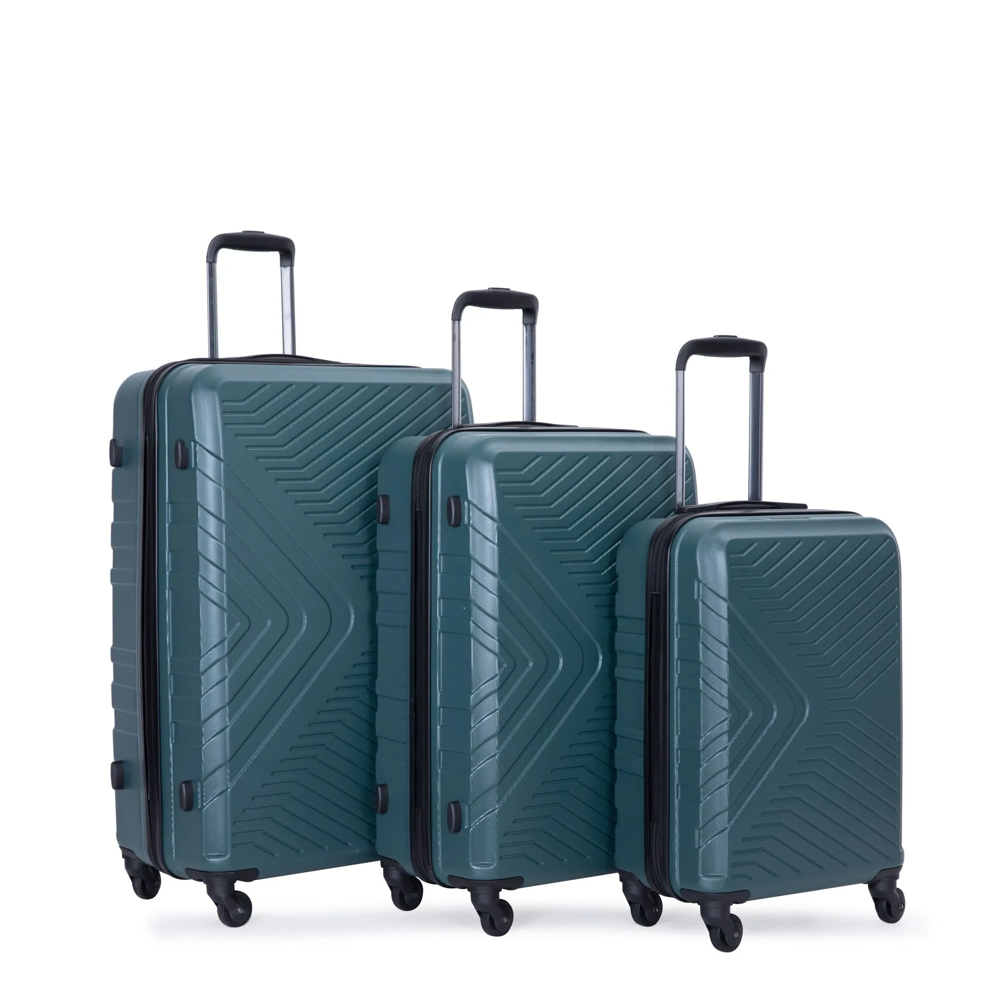 ABS 3 Piece Luggage Sets with Telescoping and Short Handles, Lightweight Suitcase with 2 Hooks and Spinner Wheels & TSA Lock