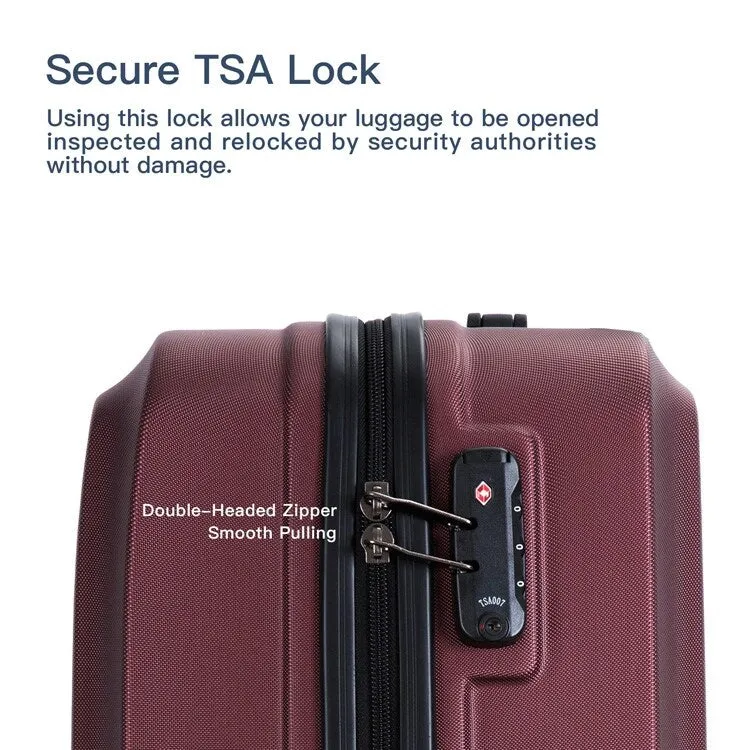 ABS 3 Piece Luggage Sets with Telescoping and Short Handles, Lightweight Suitcase with 2 Hooks and Spinner Wheels & TSA Lock