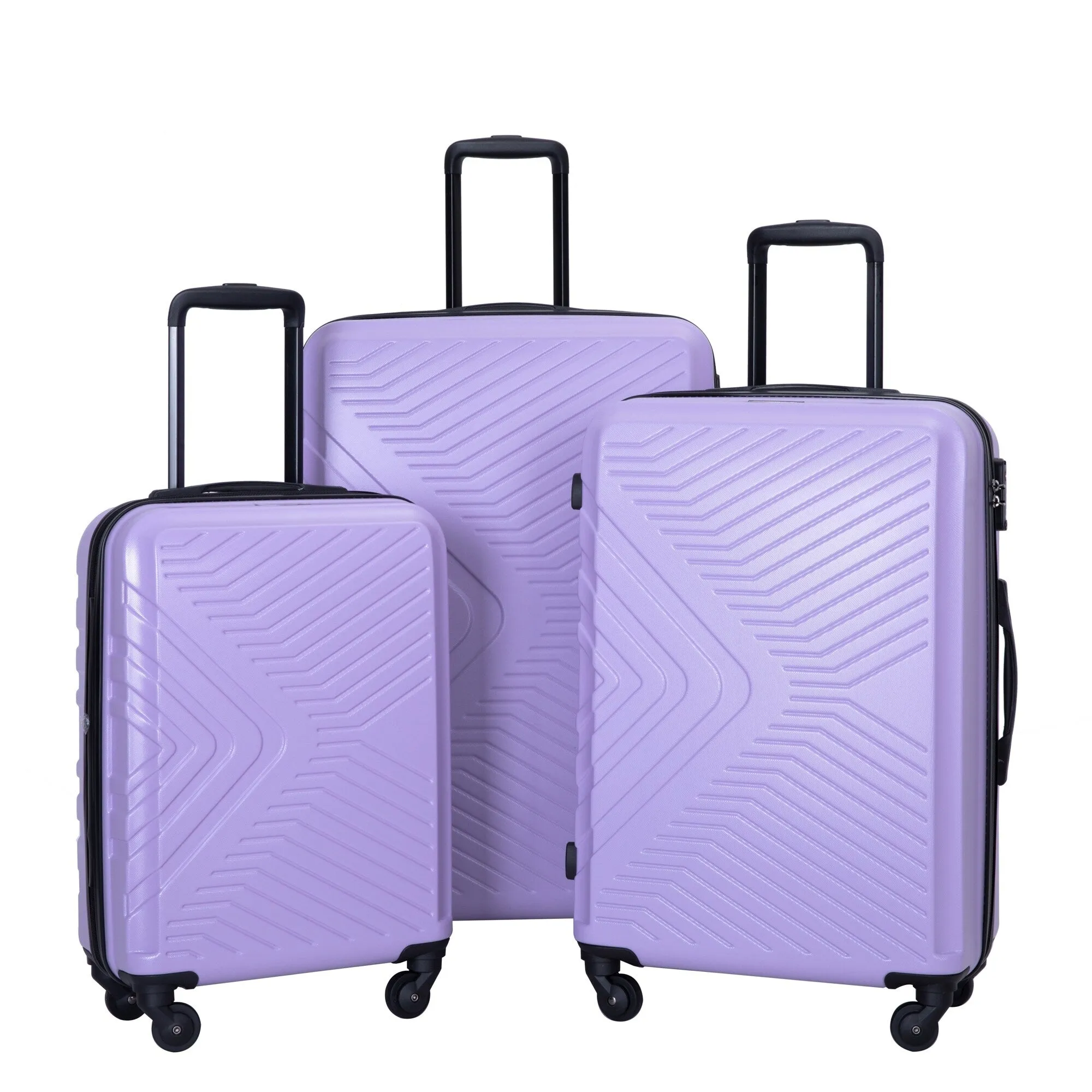 ABS 3 Piece Luggage Sets with Telescoping and Short Handles, Lightweight Suitcase with 2 Hooks and Spinner Wheels & TSA Lock