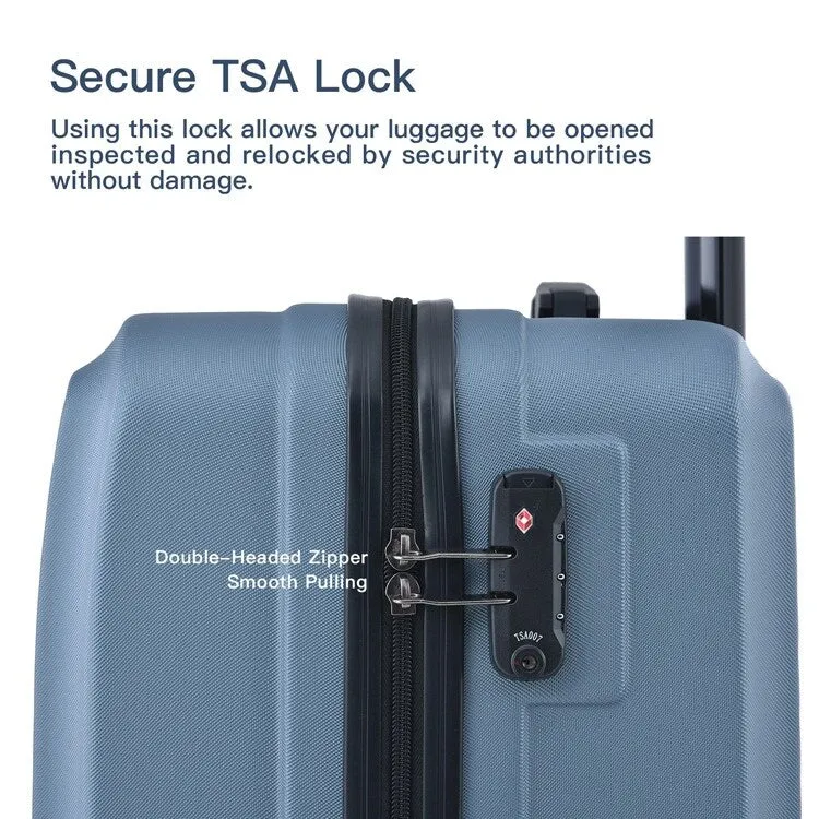 ABS 3 Piece Luggage Sets with Telescoping and Short Handles, Lightweight Suitcase with 2 Hooks and Spinner Wheels & TSA Lock