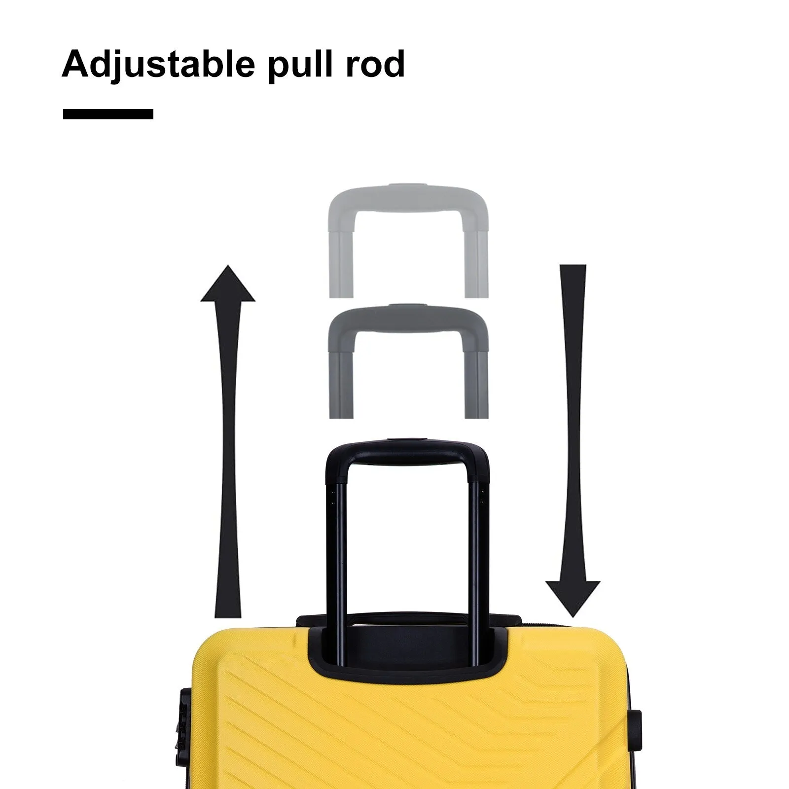 ABS 3 Piece Luggage Sets with Telescoping and Short Handles, Lightweight Suitcase with 2 Hooks and Spinner Wheels & TSA Lock