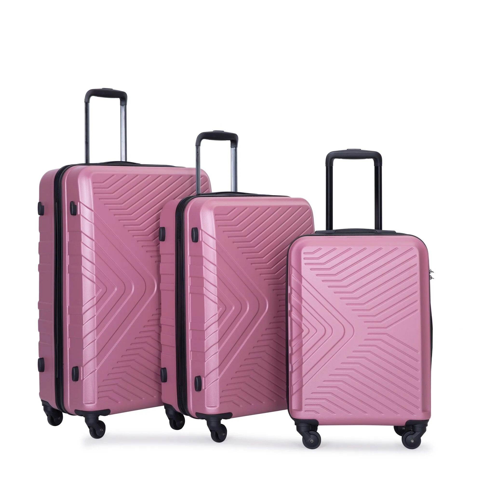 ABS 3 Piece Luggage Sets with Telescoping and Short Handles, Lightweight Suitcase with 2 Hooks and Spinner Wheels & TSA Lock