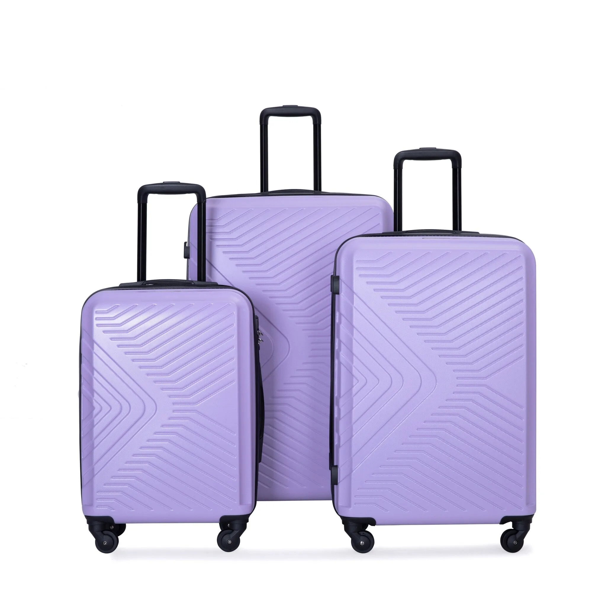 ABS 3 Piece Luggage Sets with Telescoping and Short Handles, Lightweight Suitcase with 2 Hooks and Spinner Wheels & TSA Lock