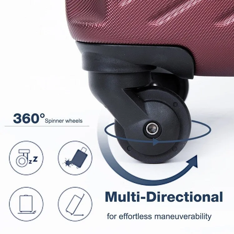 ABS 3 Piece Luggage Sets with Telescoping and Short Handles, Lightweight Suitcase with 2 Hooks and Spinner Wheels & TSA Lock