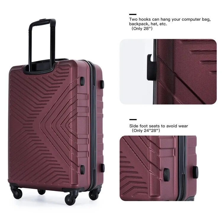 ABS 3 Piece Luggage Sets with Telescoping and Short Handles, Lightweight Suitcase with 2 Hooks and Spinner Wheels & TSA Lock