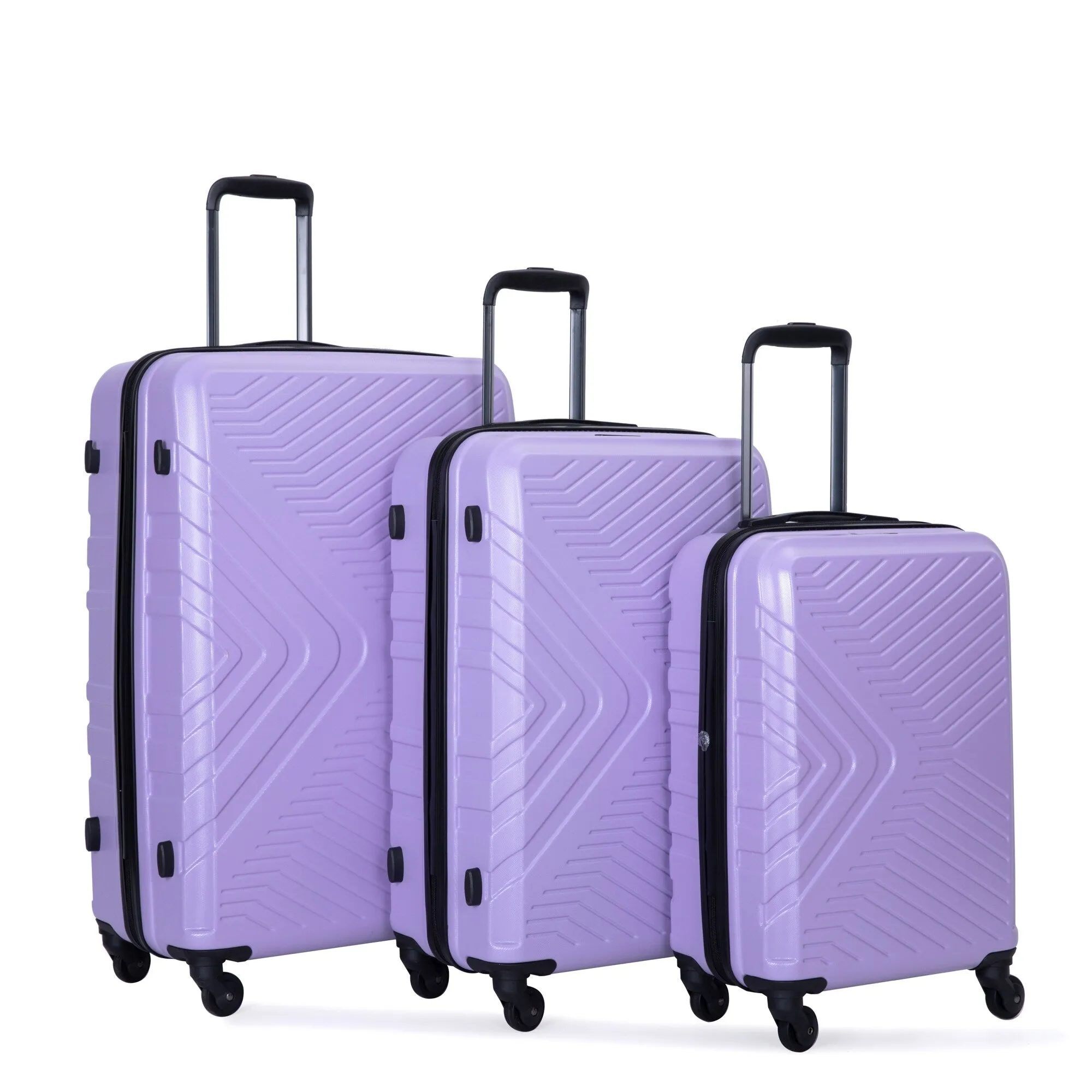 ABS 3 Piece Luggage Sets with Telescoping and Short Handles, Lightweight Suitcase with 2 Hooks and Spinner Wheels & TSA Lock