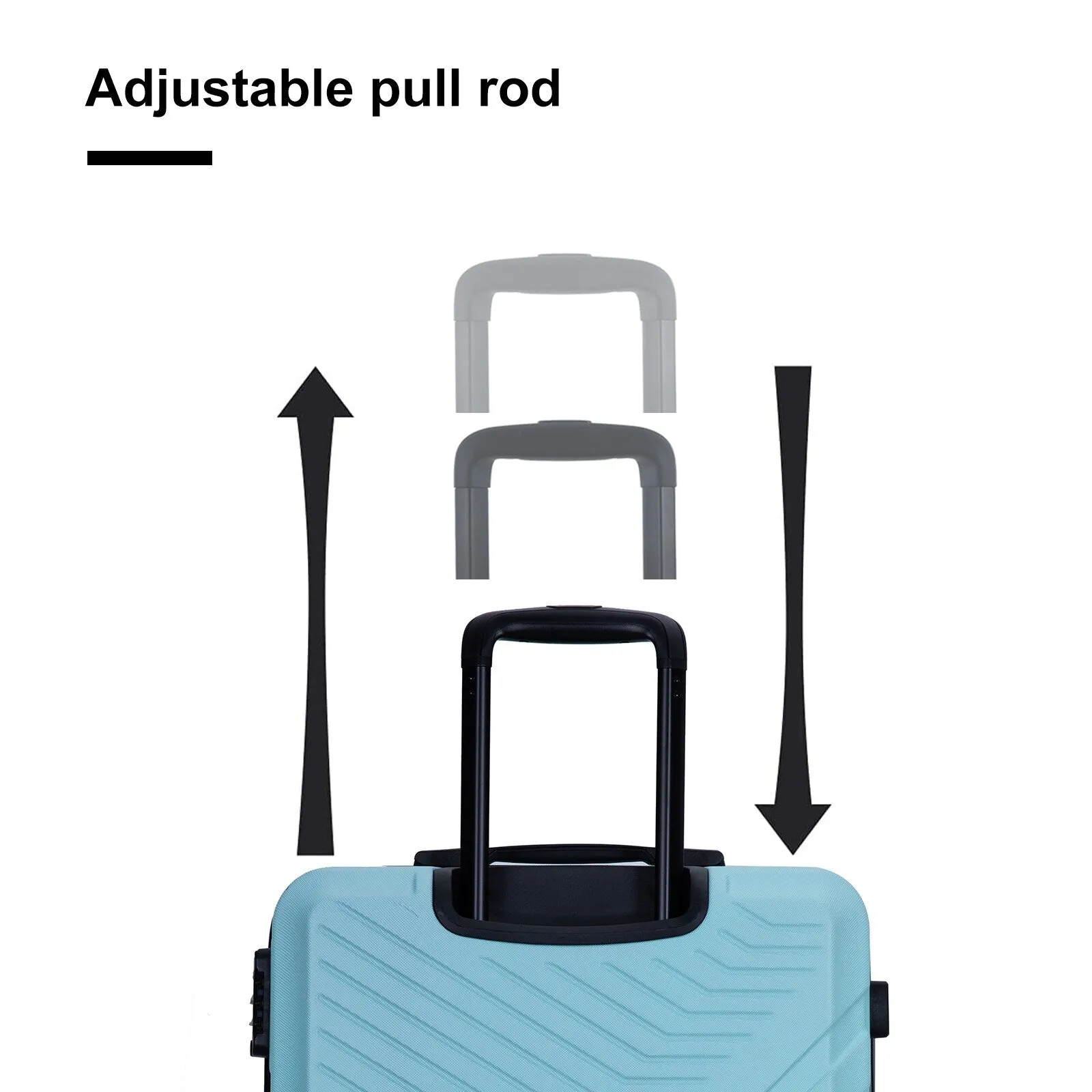 ABS 3 Piece Luggage Sets with Telescoping and Short Handles, Lightweight Suitcase with 2 Hooks and Spinner Wheels & TSA Lock