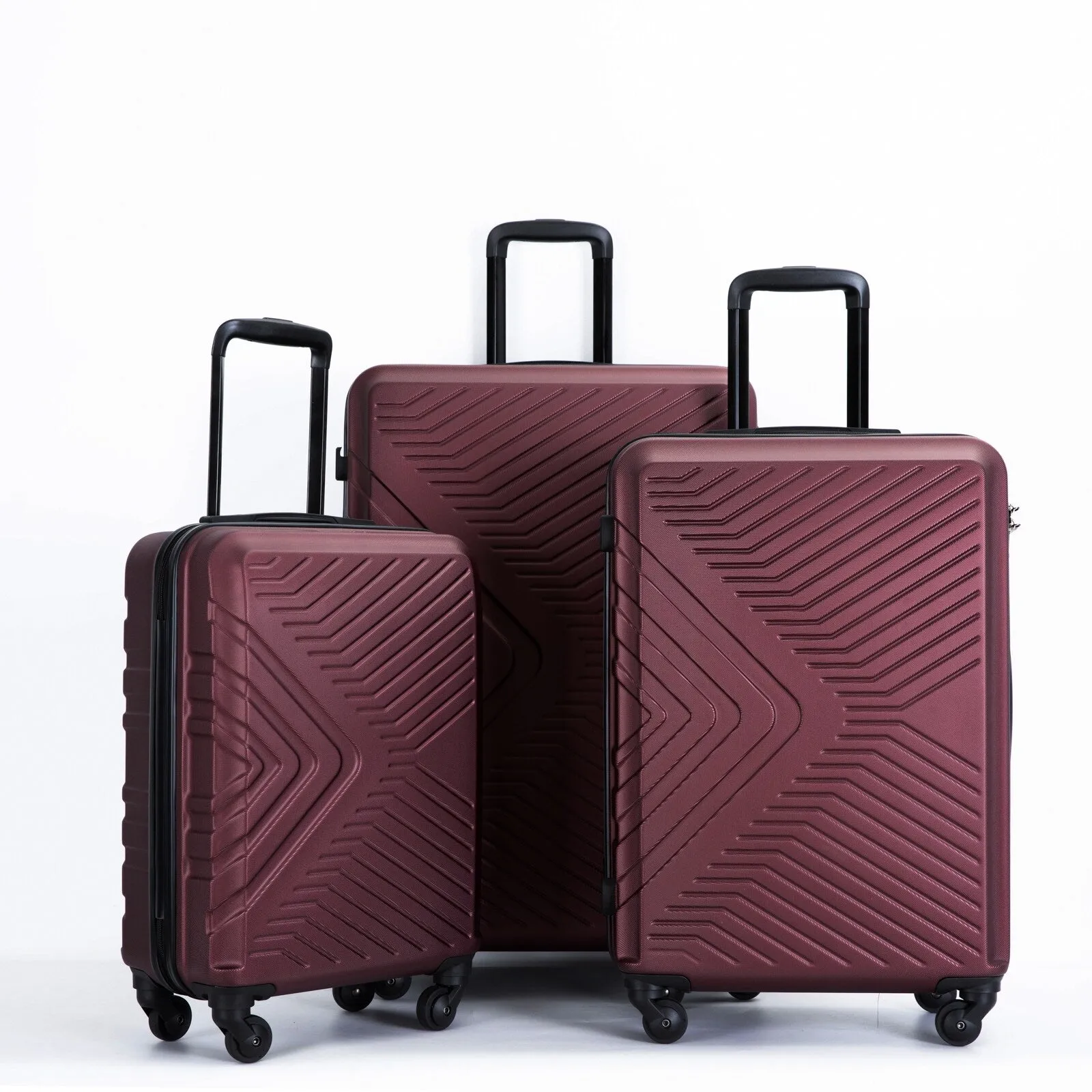 ABS 3 Piece Luggage Sets with Telescoping and Short Handles, Lightweight Suitcase with 2 Hooks and Spinner Wheels & TSA Lock