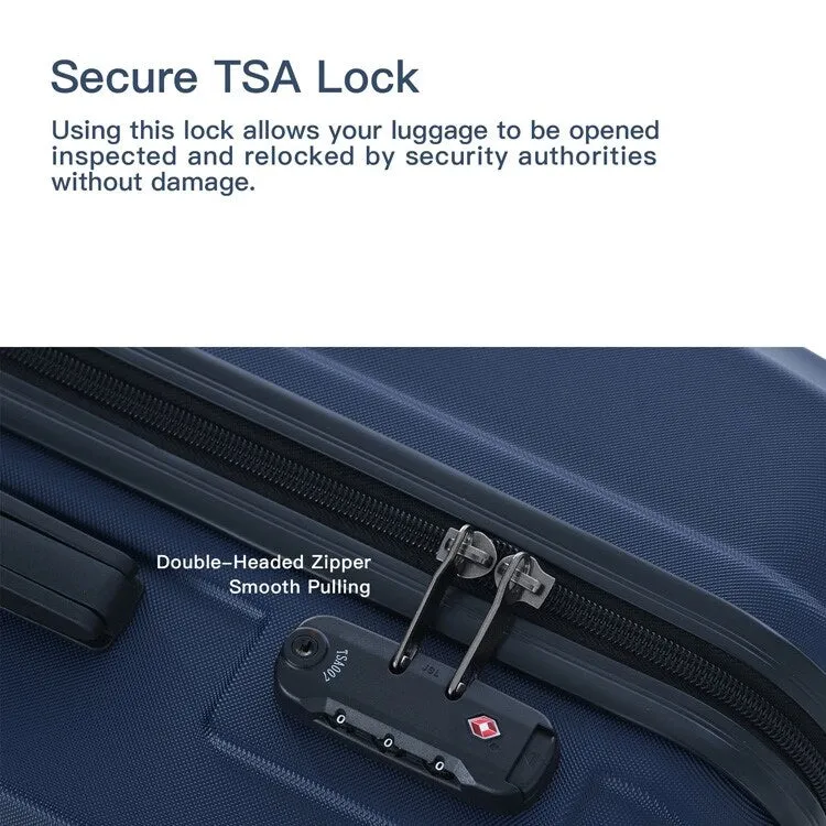ABS 3 Piece Luggage Sets with Telescoping and Short Handles, Lightweight Suitcase with 2 Hooks and Spinner Wheels & TSA Lock
