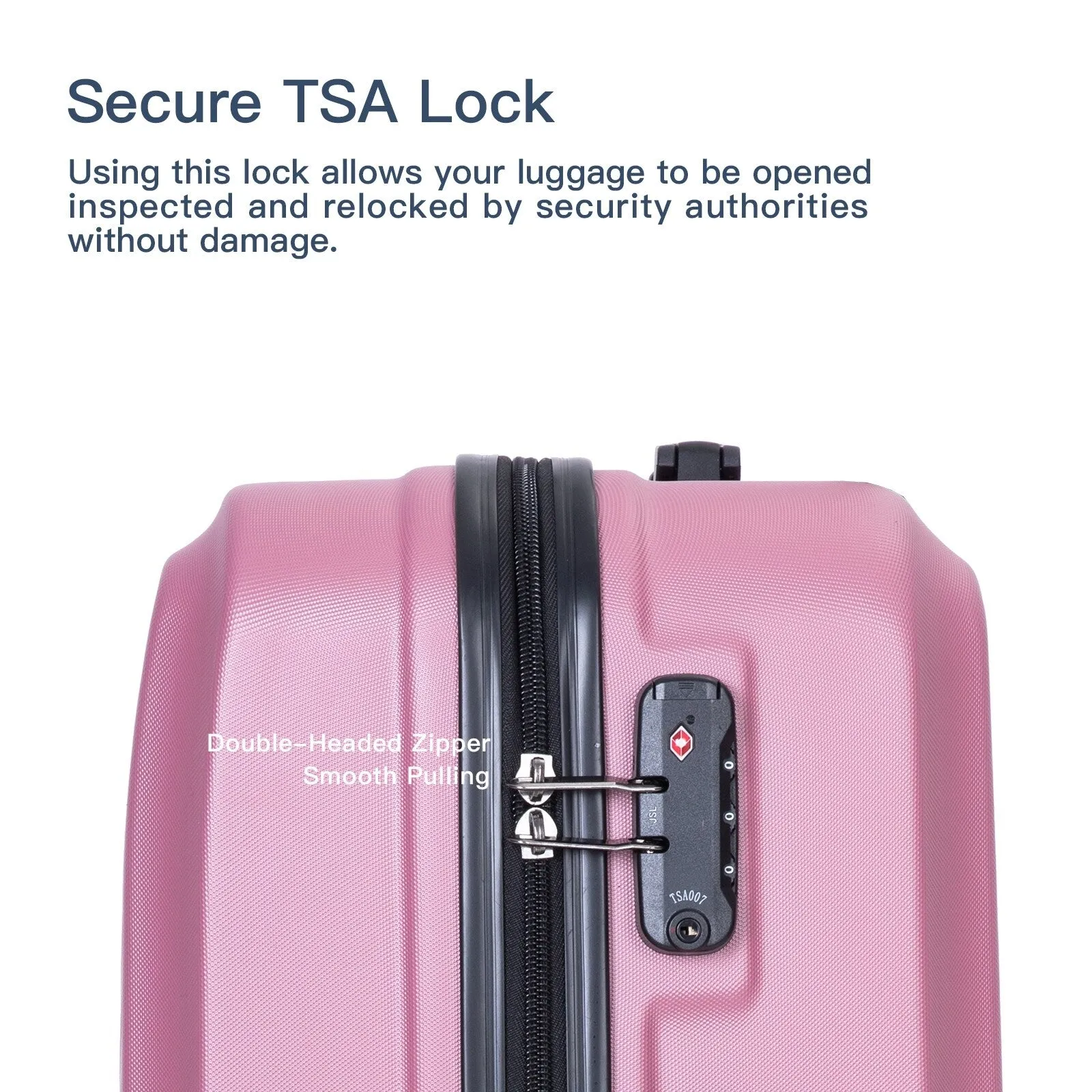 ABS 3 Piece Luggage Sets with Telescoping and Short Handles, Lightweight Suitcase with 2 Hooks and Spinner Wheels & TSA Lock