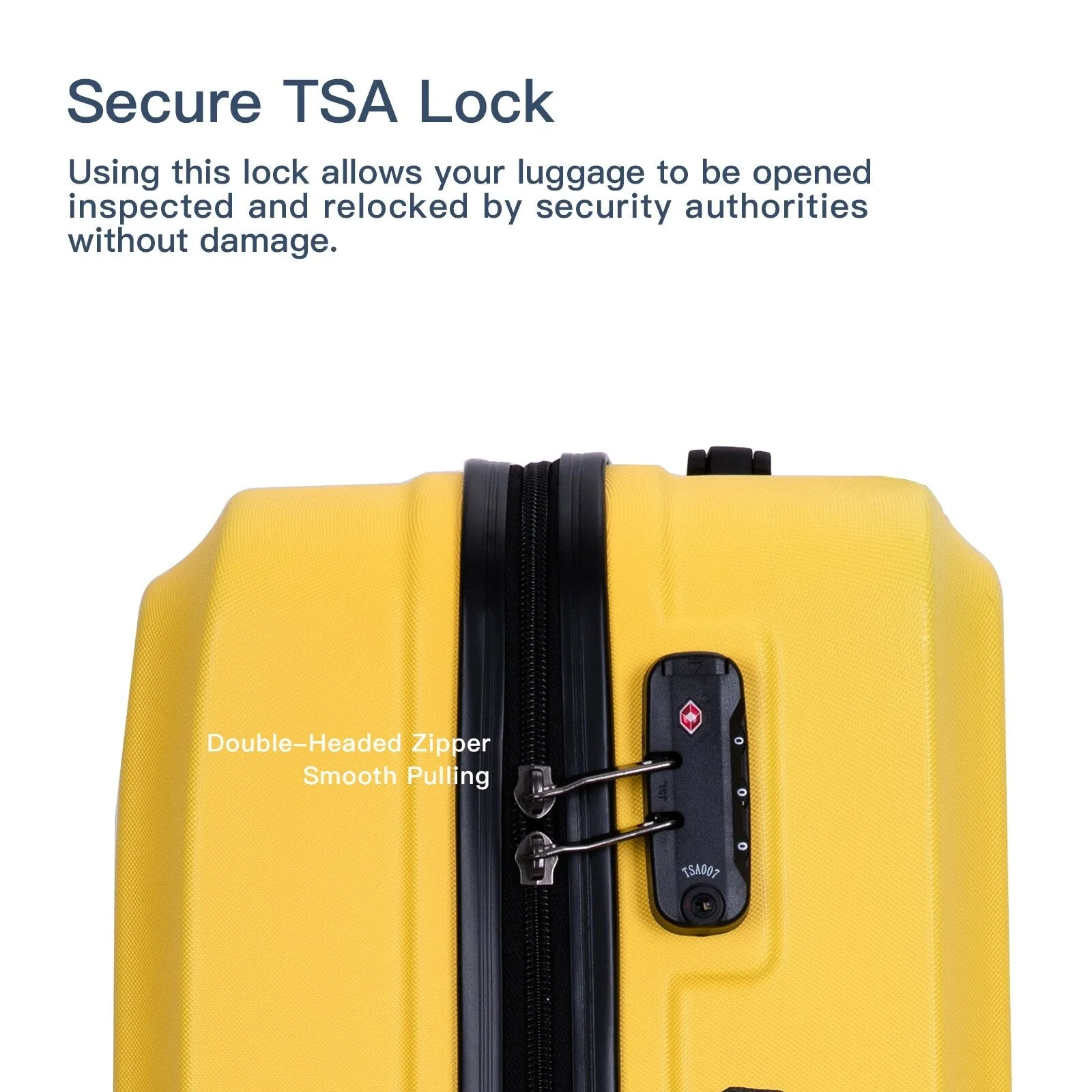 ABS 3 Piece Luggage Sets with Telescoping and Short Handles, Lightweight Suitcase with 2 Hooks and Spinner Wheels & TSA Lock