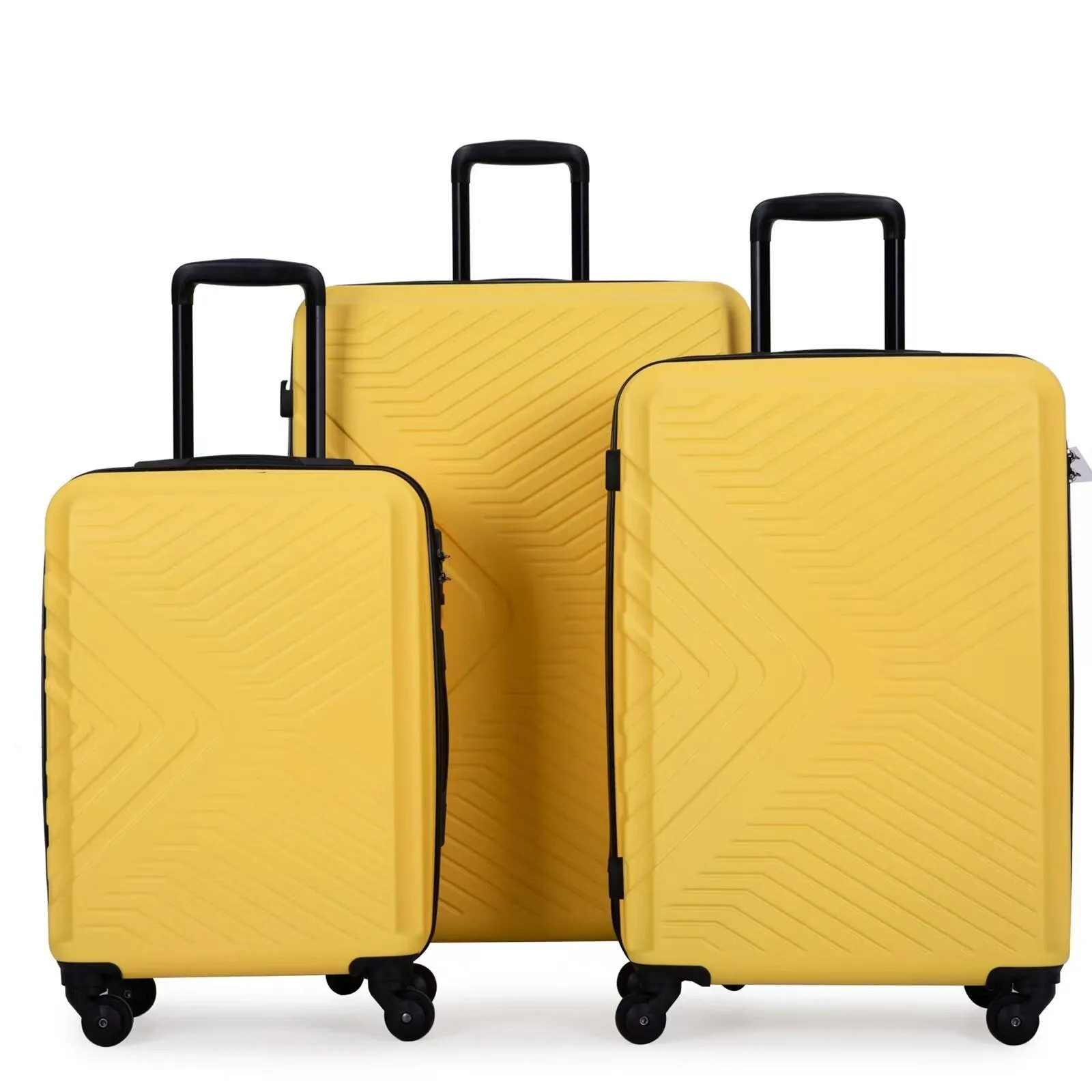 ABS 3 Piece Luggage Sets with Telescoping and Short Handles, Lightweight Suitcase with 2 Hooks and Spinner Wheels & TSA Lock