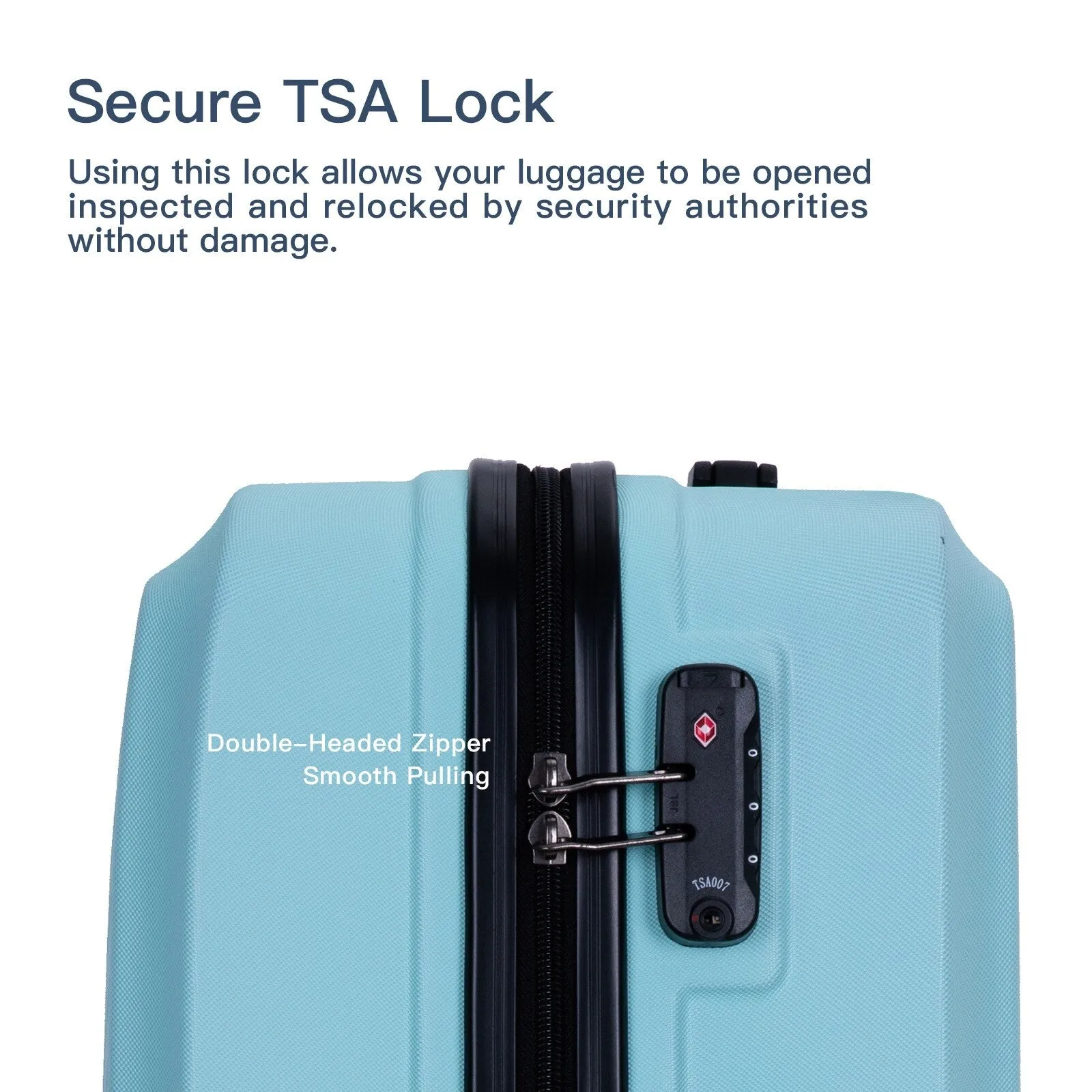 ABS 3 Piece Luggage Sets with Telescoping and Short Handles, Lightweight Suitcase with 2 Hooks and Spinner Wheels & TSA Lock