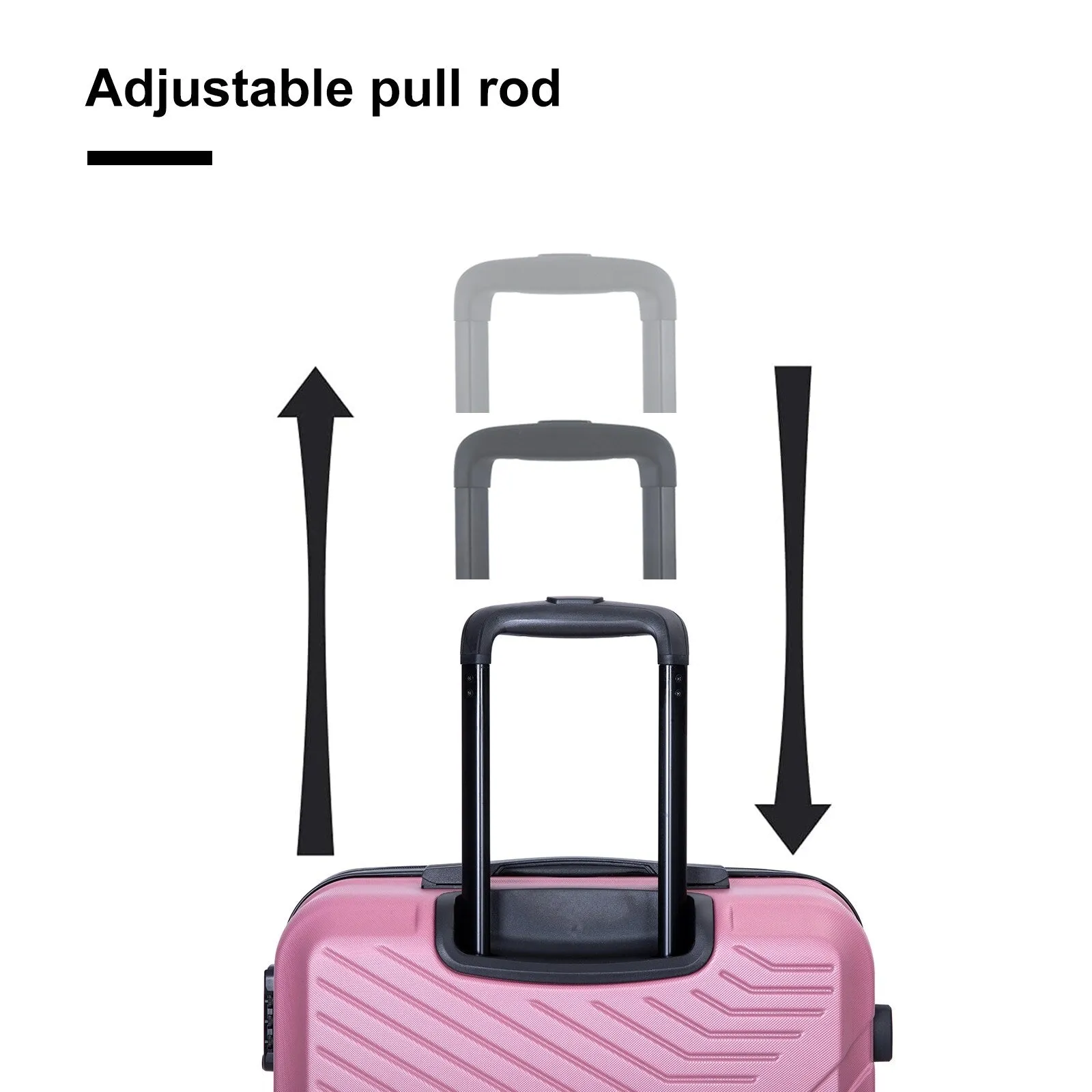 ABS 3 Piece Luggage Sets with Telescoping and Short Handles, Lightweight Suitcase with 2 Hooks and Spinner Wheels & TSA Lock