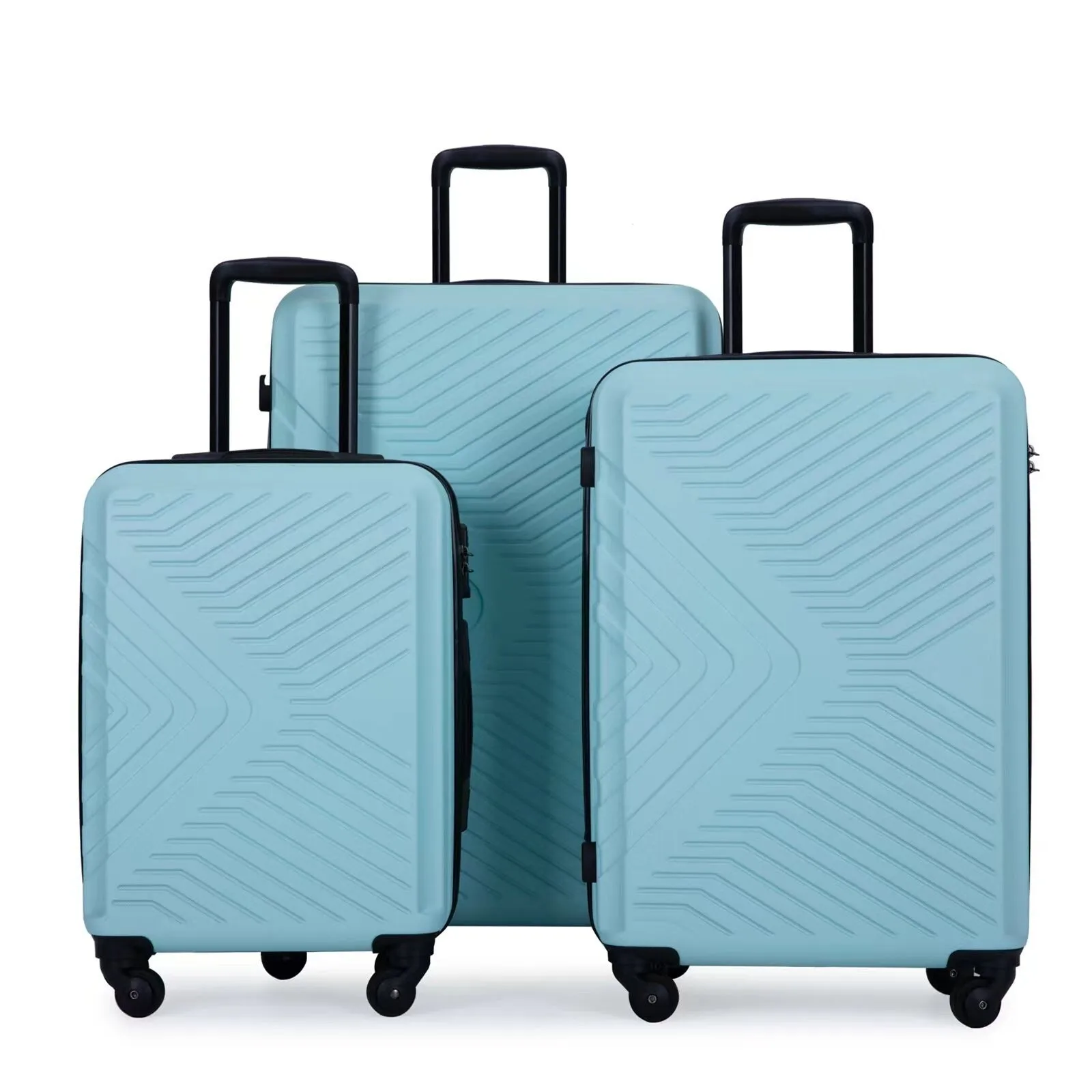 ABS 3 Piece Luggage Sets with Telescoping and Short Handles, Lightweight Suitcase with 2 Hooks and Spinner Wheels & TSA Lock
