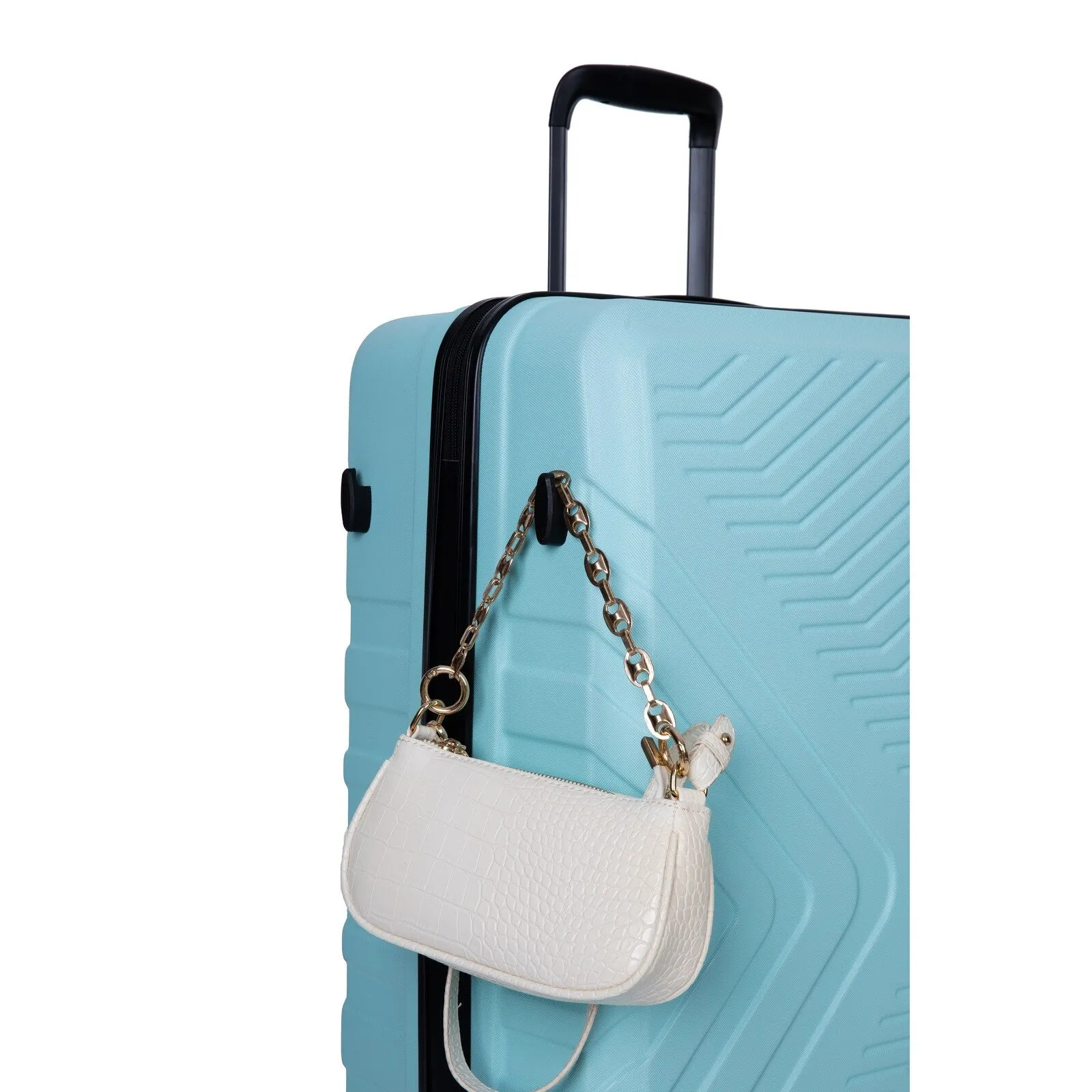 ABS 3 Piece Luggage Sets with Telescoping and Short Handles, Lightweight Suitcase with 2 Hooks and Spinner Wheels & TSA Lock