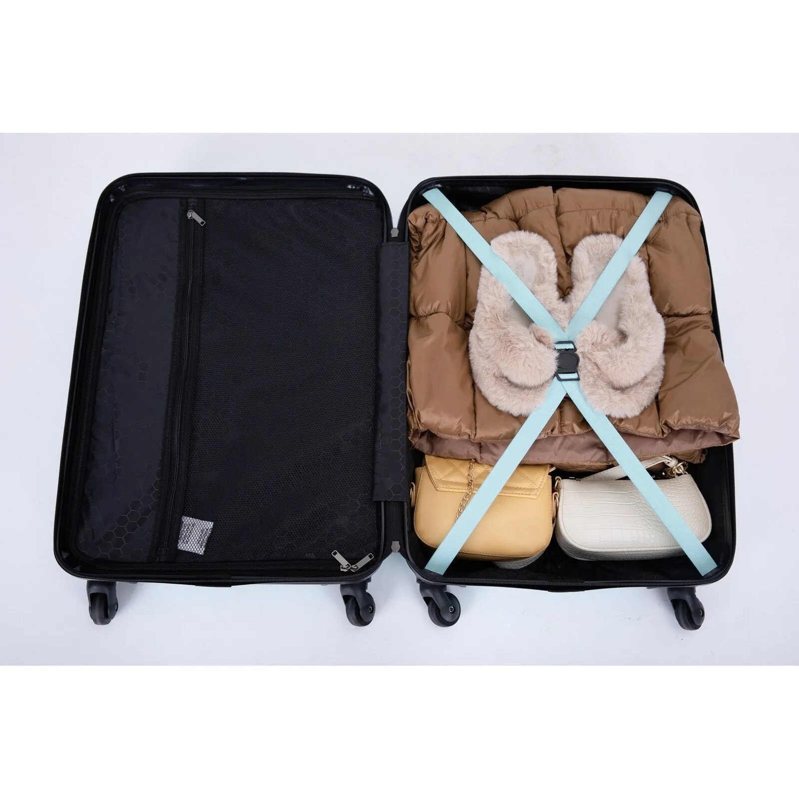 ABS 3 Piece Luggage Sets with Telescoping and Short Handles, Lightweight Suitcase with 2 Hooks and Spinner Wheels & TSA Lock