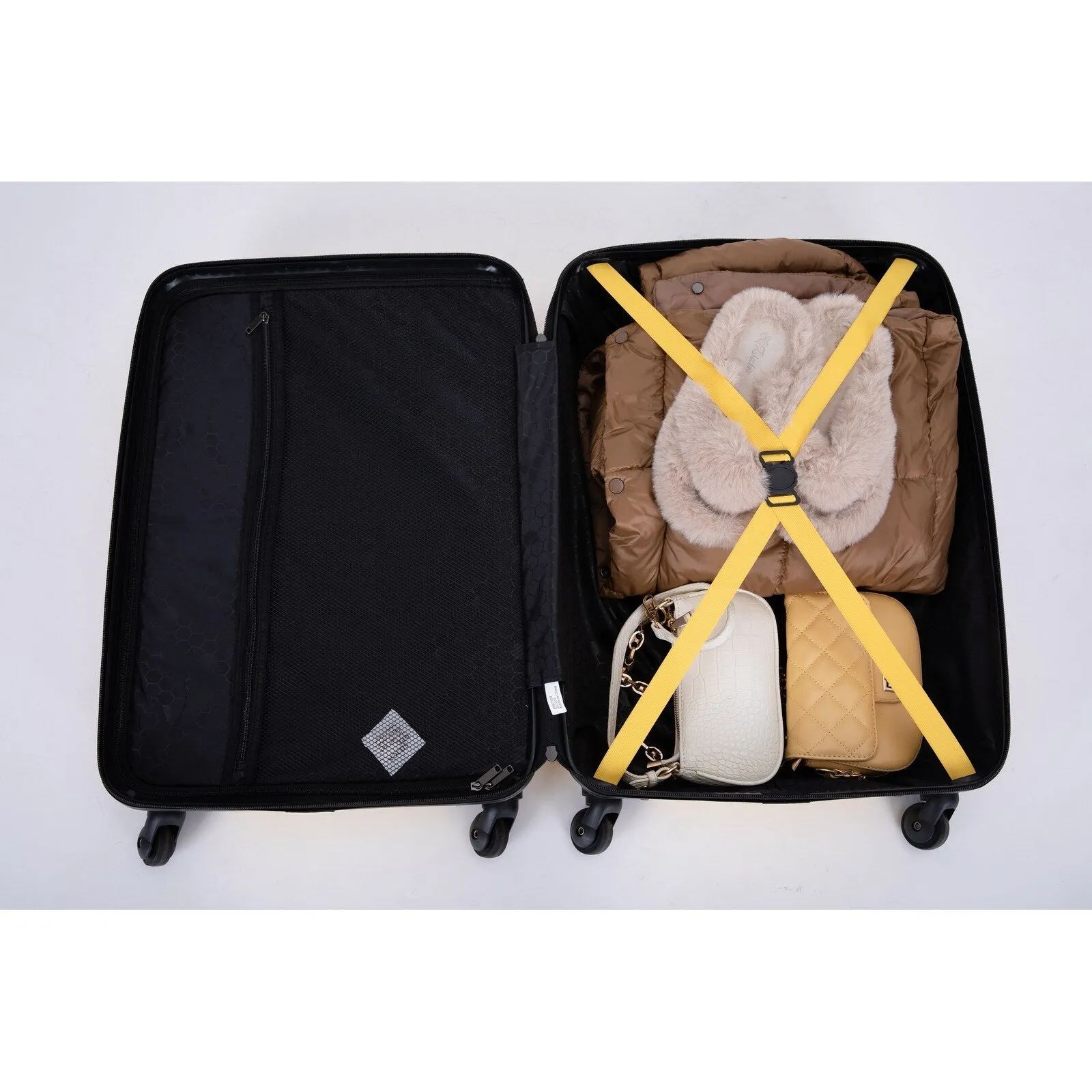 ABS 3 Piece Luggage Sets with Telescoping and Short Handles, Lightweight Suitcase with 2 Hooks and Spinner Wheels & TSA Lock