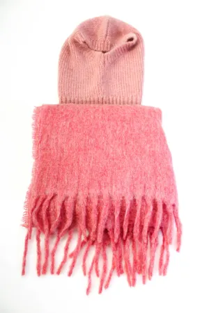 & Other Stories J Crew Womens Knit Balaclava Hat Scarf Light Pink