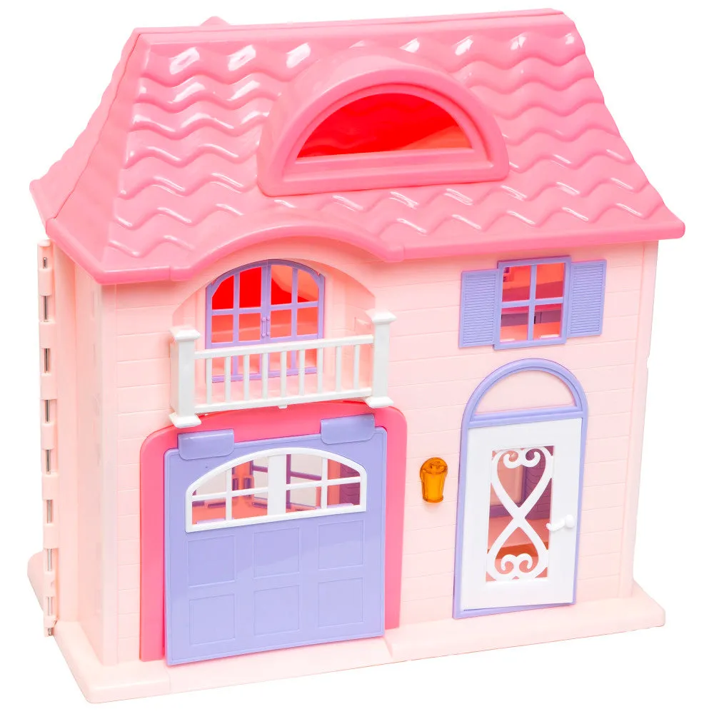 Boley Doll House Playset - Pink & Purple - 16pc with 3 Family Dolls for Kids 3 