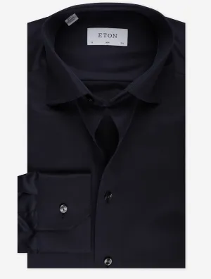Business Plain Slim Fit Shirt Navy