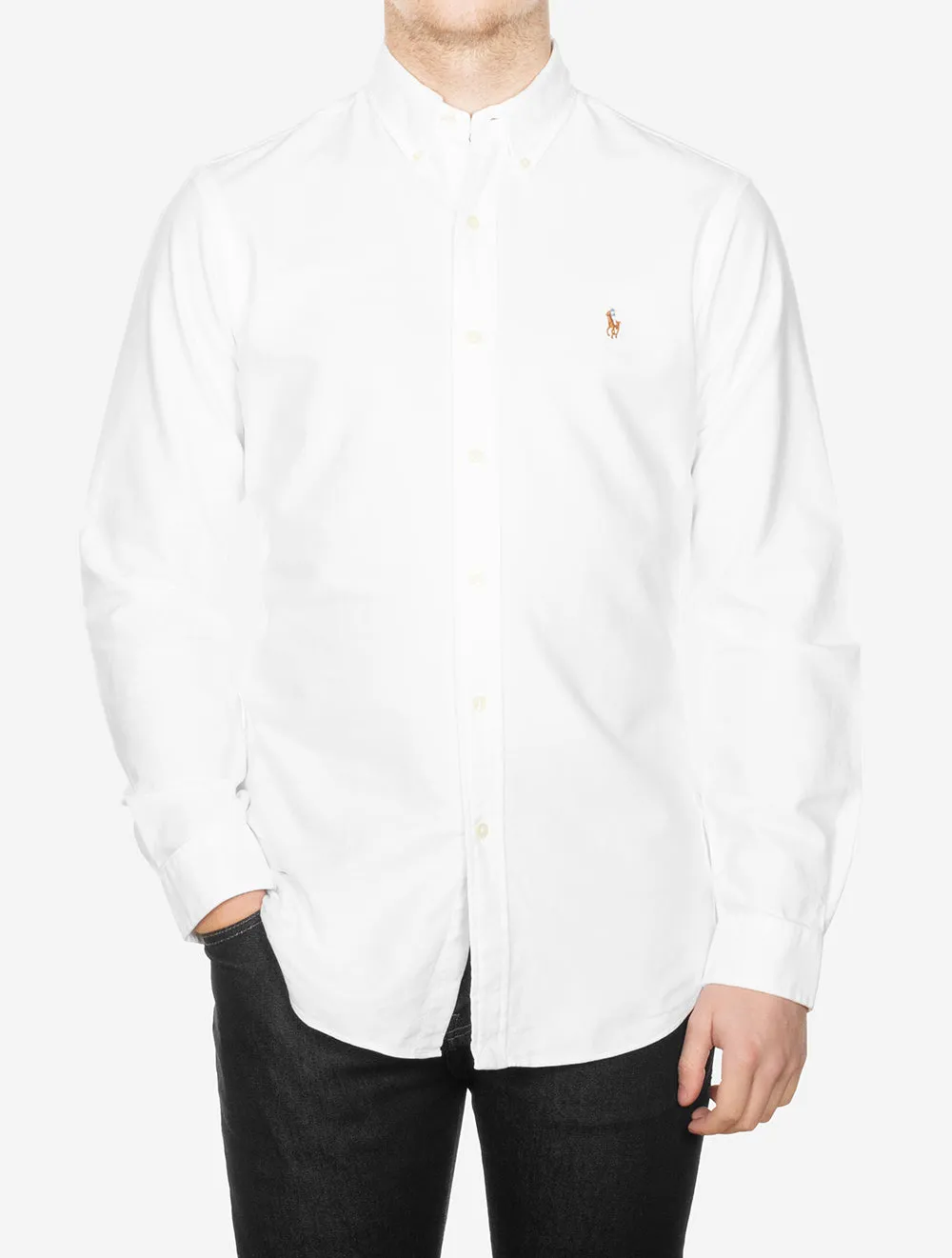 Buttondown Custom Fit Plain Oxford Shirt Pure White