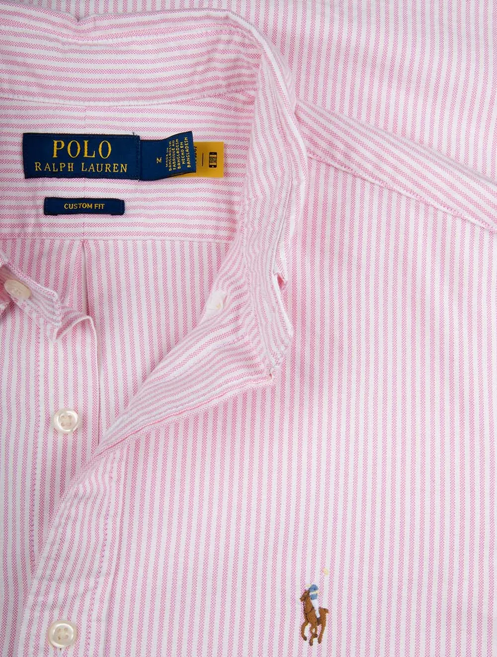 Buttondown Custom Fit Striped Oxford Shirt Pink