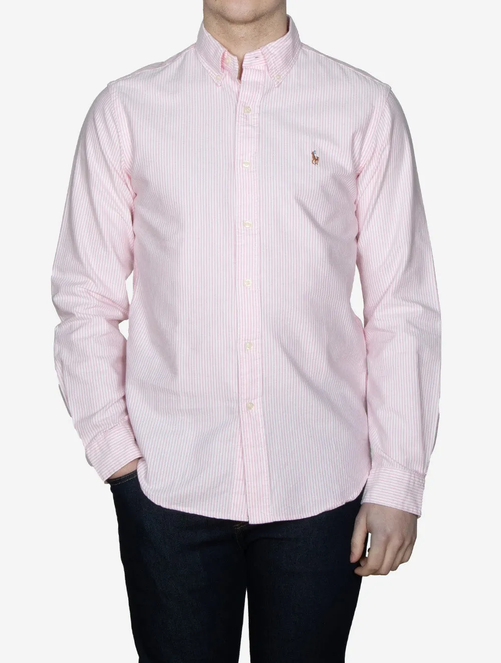 Buttondown Custom Fit Striped Oxford Shirt Pink