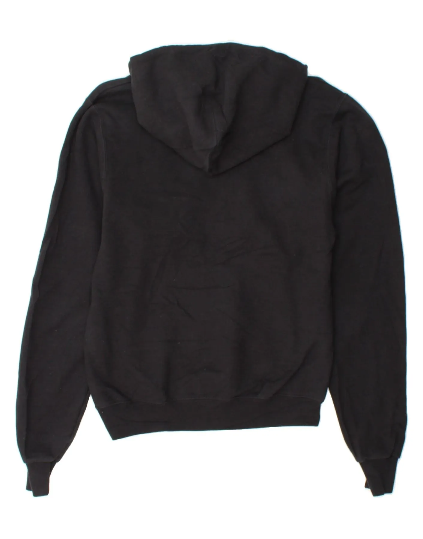 CHAMPION Womens Graphic Oversized Hoodie Jumper UK 6 XS Black Cotton