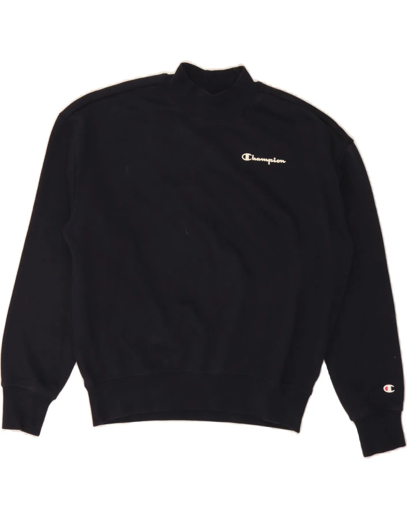 CHAMPION Womens Oversized Sweatshirt Jumper UK 10 Small Navy Blue Cotton