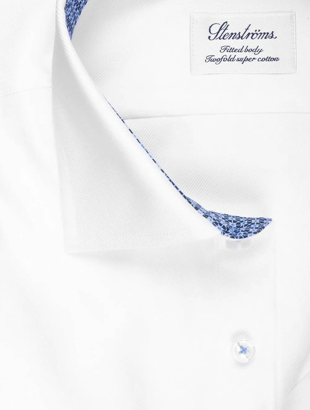 Contrast Twill Fitted Body Shirt White