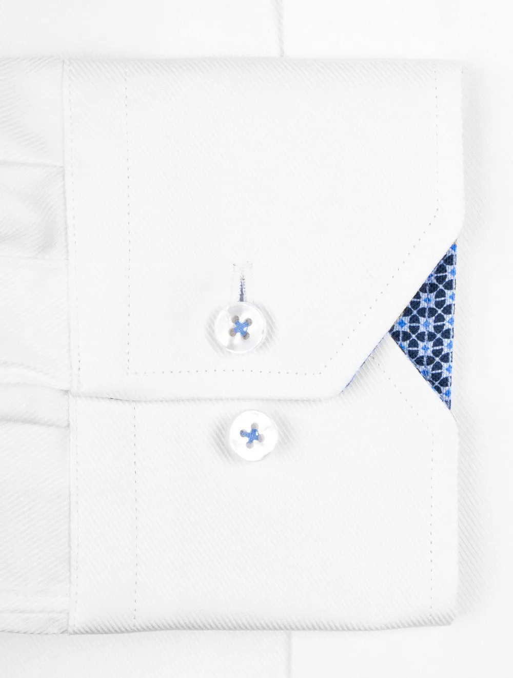 Contrast Twill Fitted Body Shirt White
