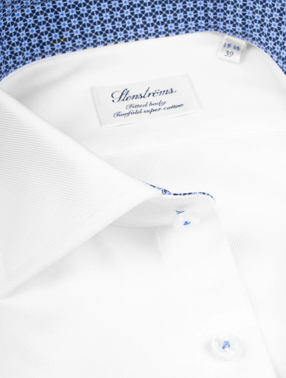 Contrast Twill Fitted Body Shirt White